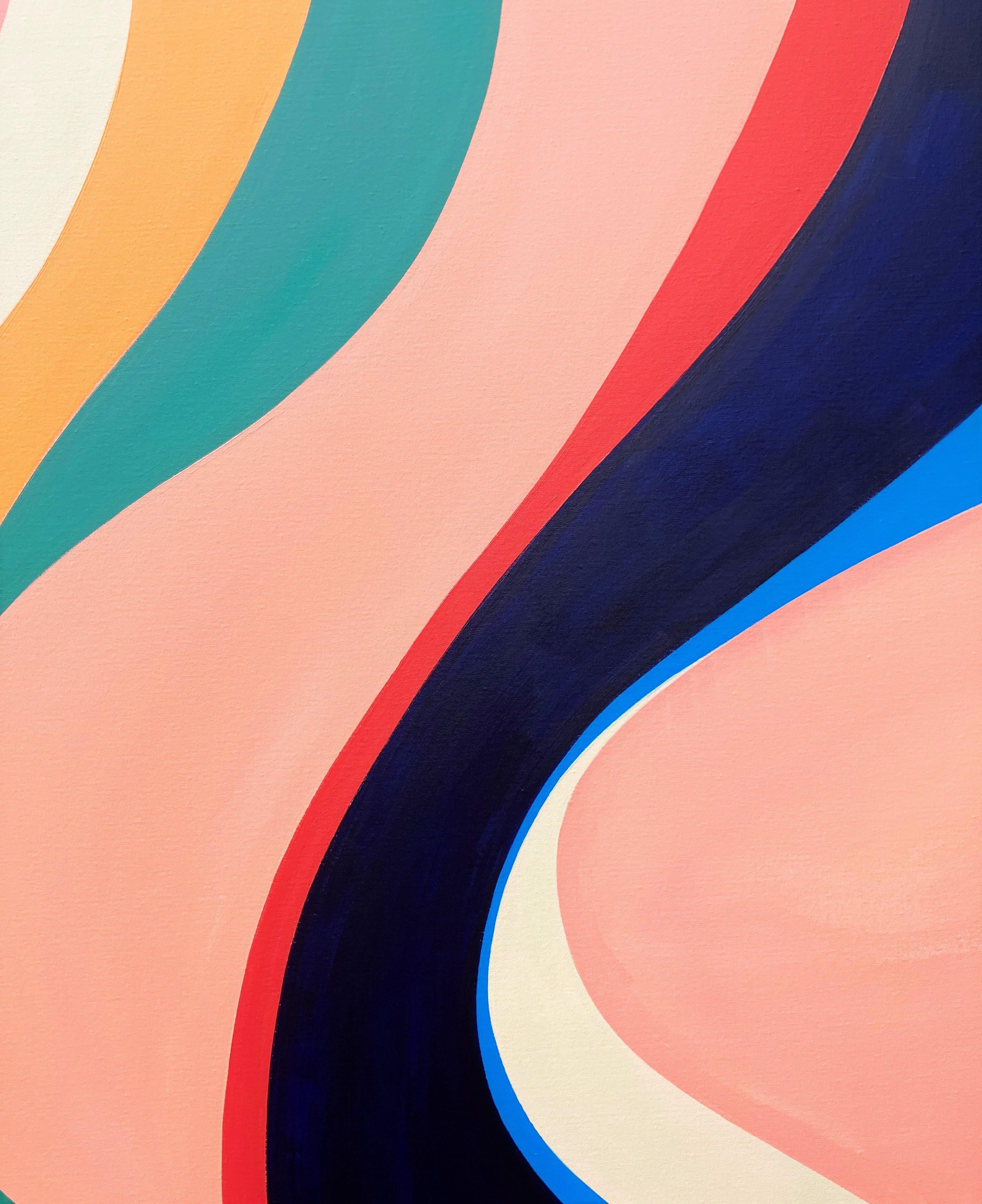 Pelican /// Contemporary Street Pop Abstract Geometric Painting Colorful Stripes For Sale 1