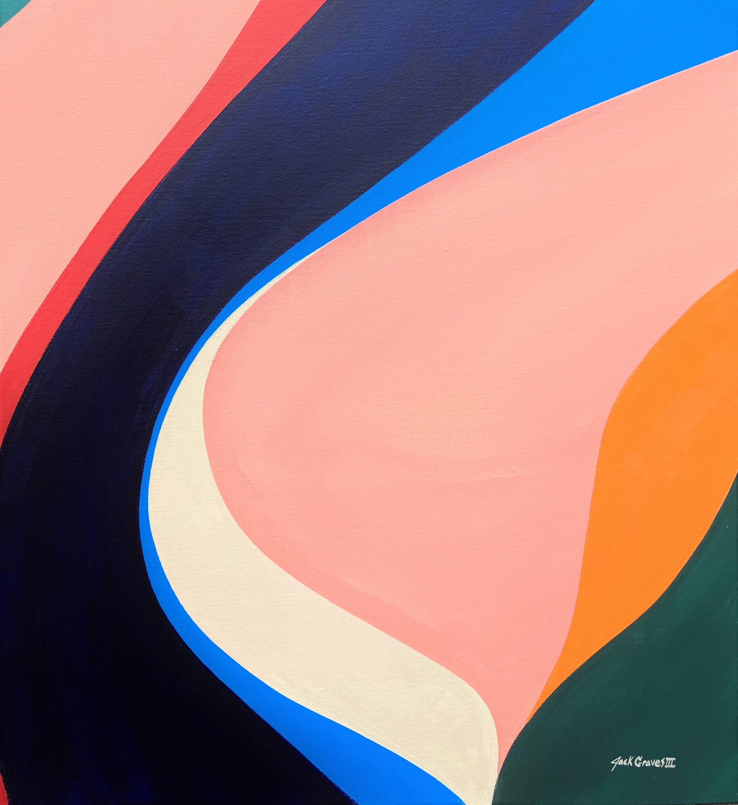 Pelican /// Contemporary Street Pop Abstract Geometric Painting Colorful Stripes For Sale 4