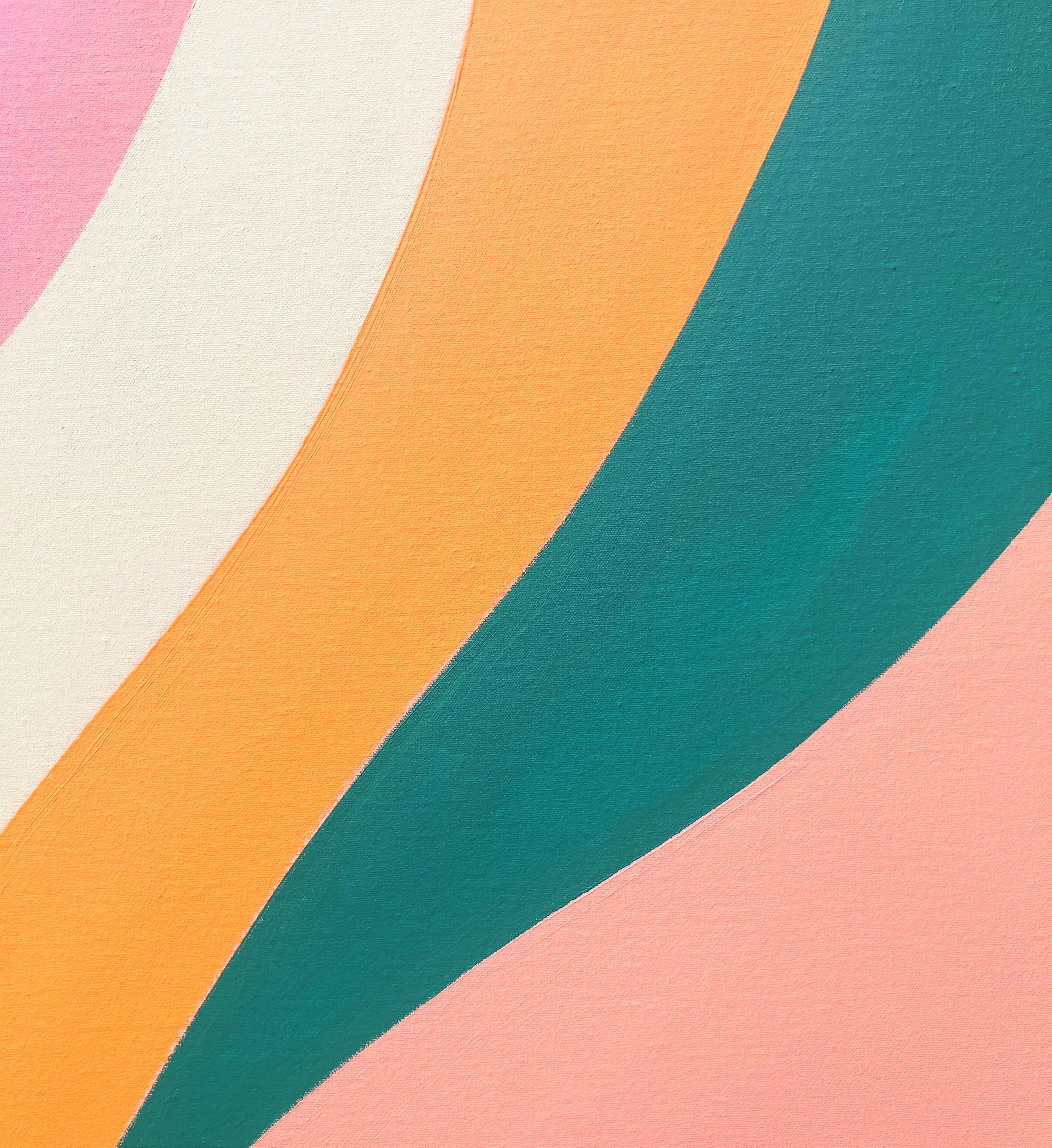 Pelican /// Contemporary Street Pop Abstract Geometric Painting Colorful Stripes For Sale 6