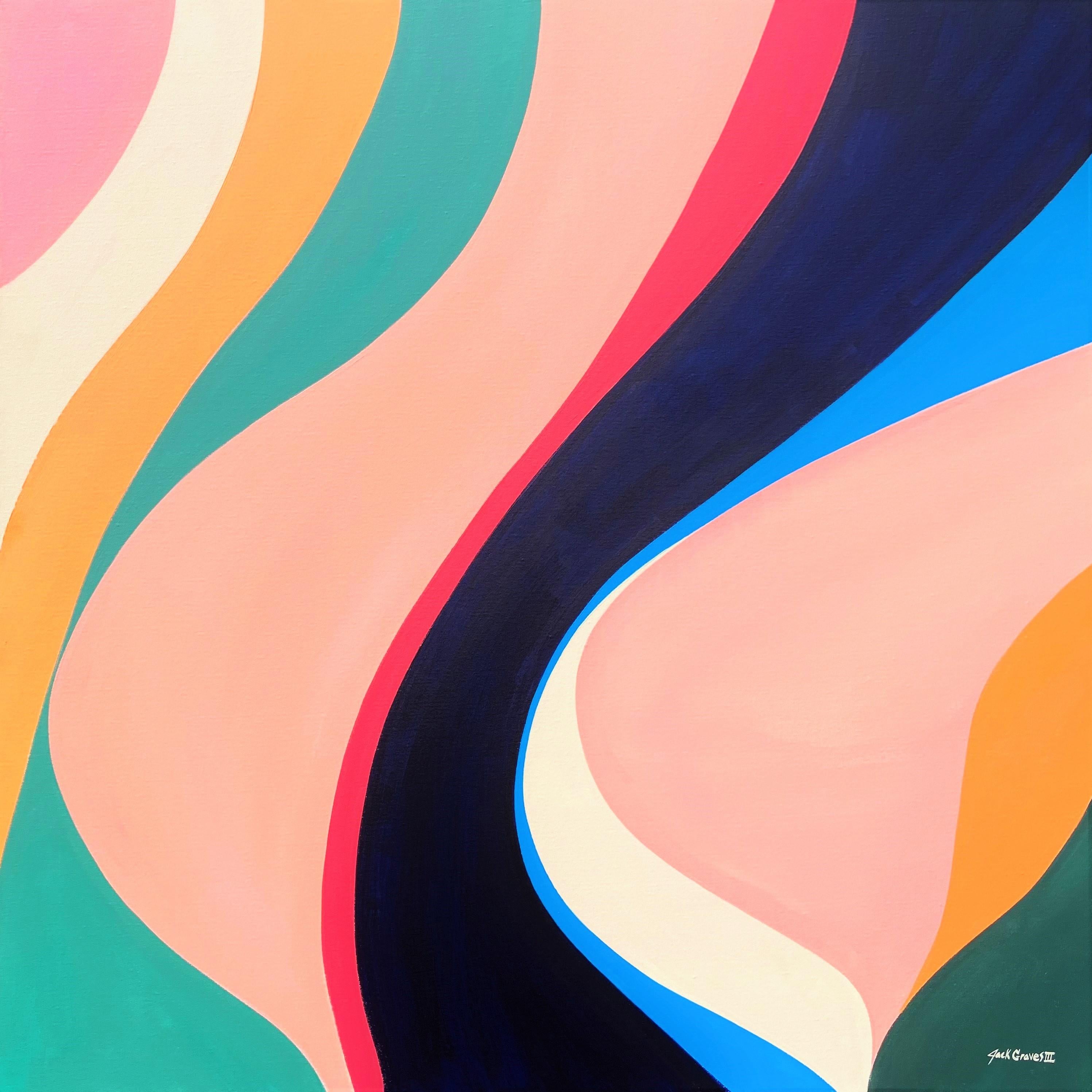 Pellicano /// Pittura geometrica astratta contemporanea Street Pop Strisce colorate