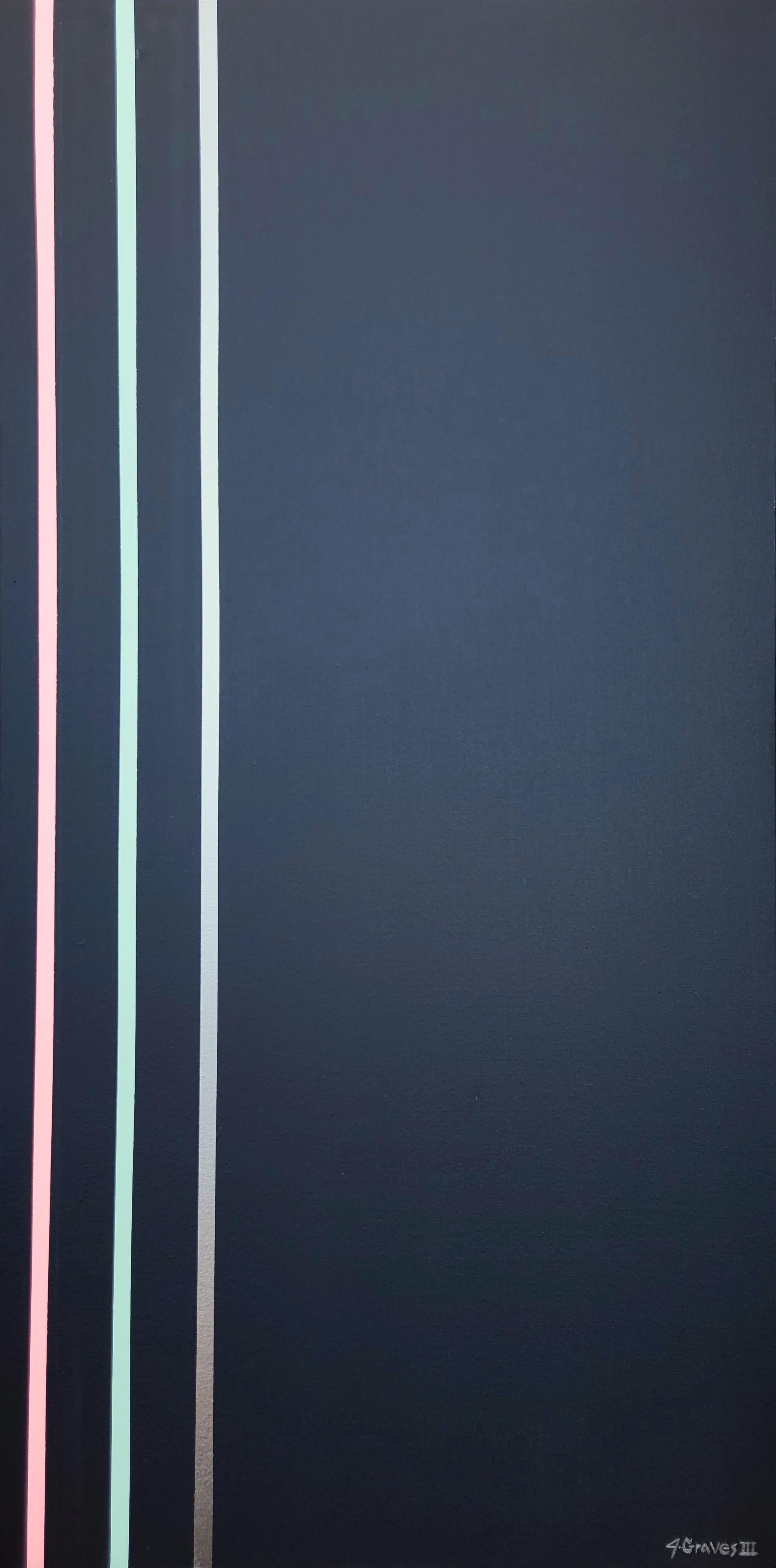 Penthouse /// Abstract Geometric Striped Painting Gene Davis Vertical Minimalist