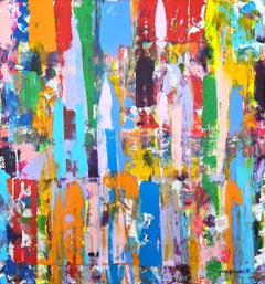 Piano Bar /// Contemporary Abstract Expressionist Colorful Gerhard Richter Style