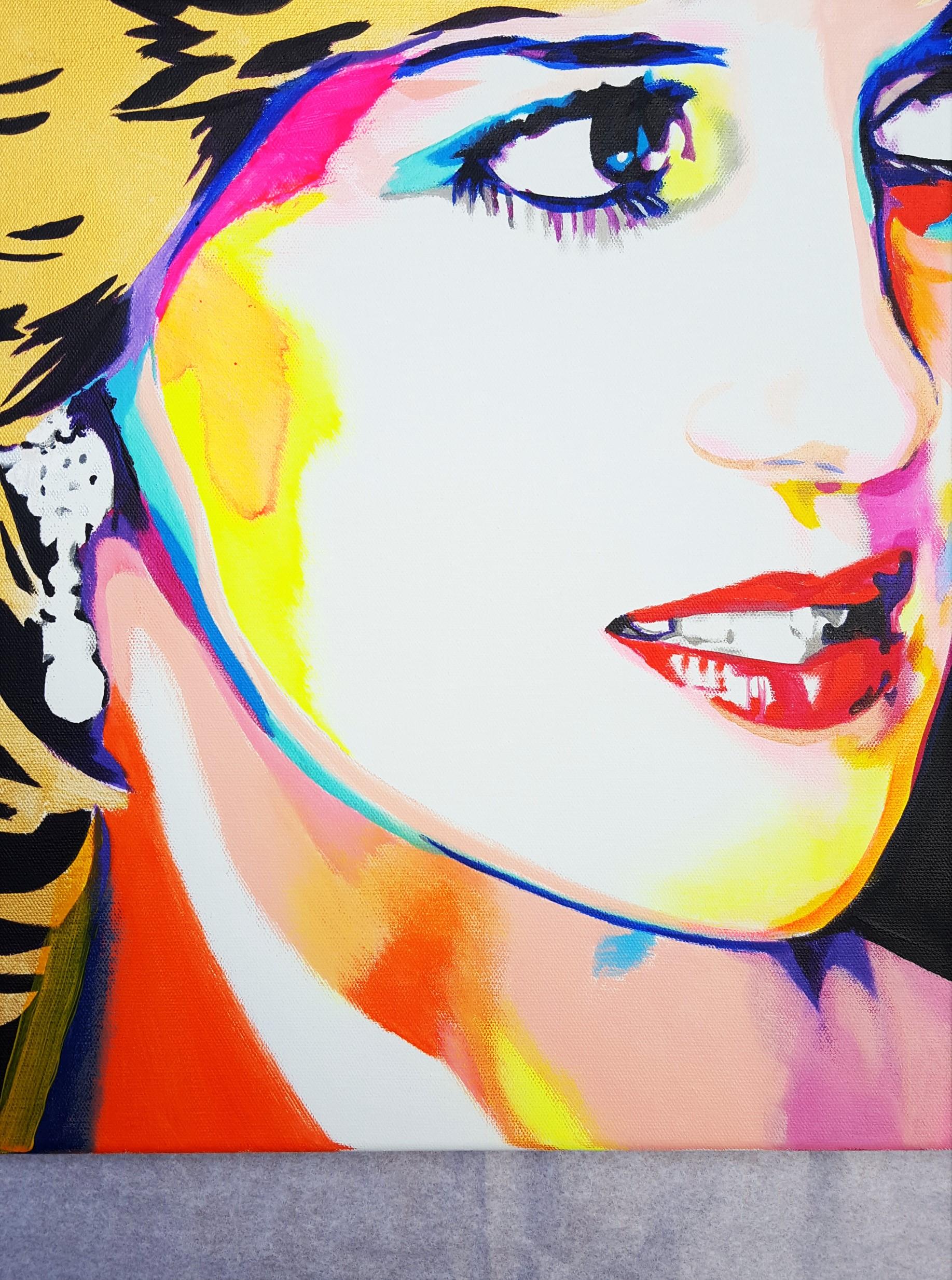 Princess Diana Icon IV - Black Portrait Painting by Jack Graves III