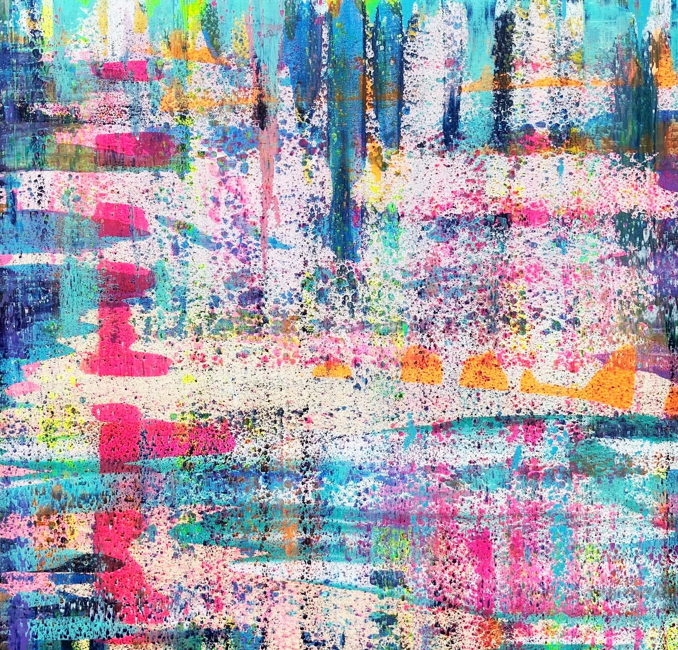 Ragazza rossa sulla spiaggia da sotto una palma! /// Pittura astratta contemporanea in vendita 6
