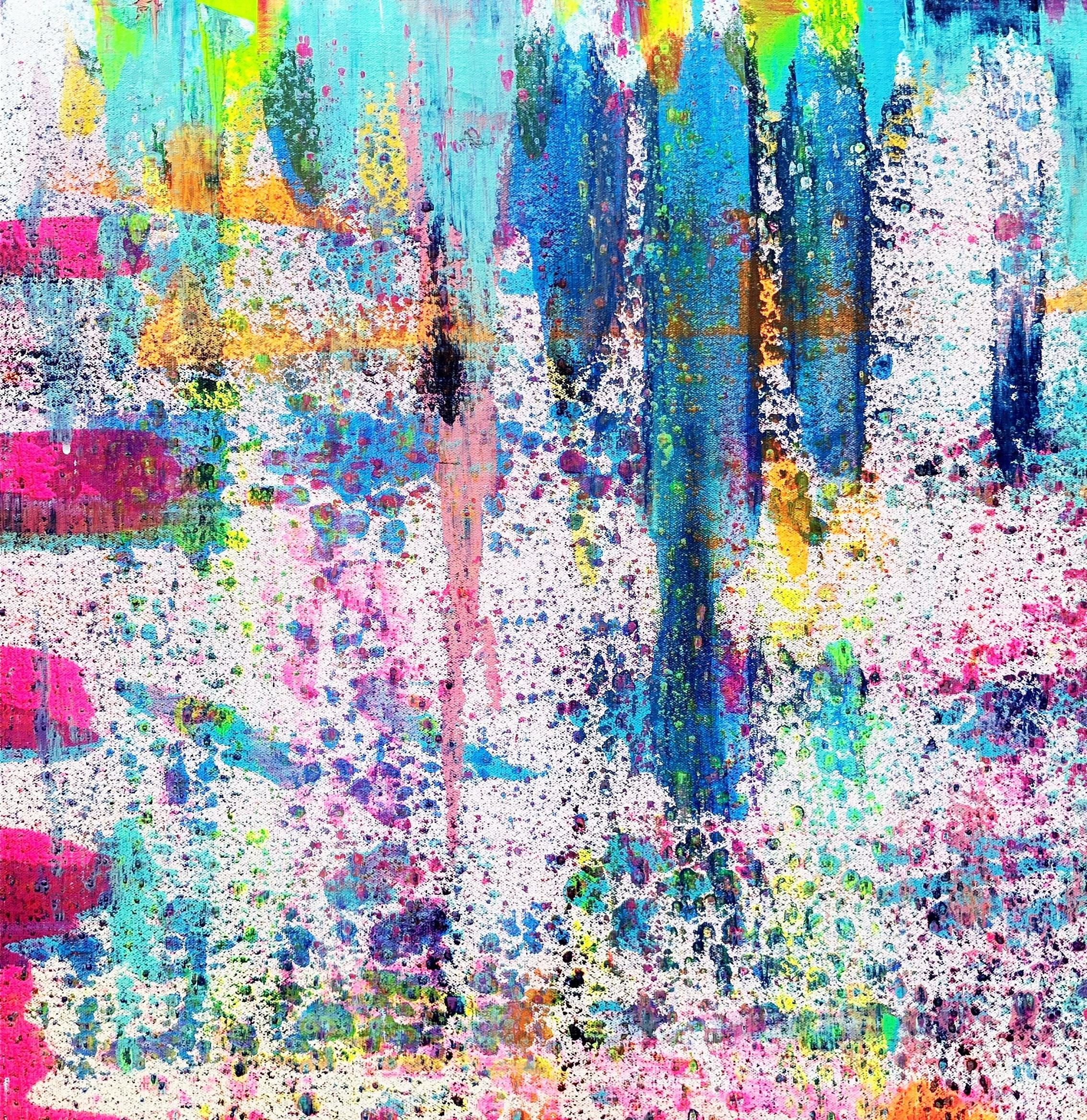 Ragazza rossa sulla spiaggia da sotto una palma! /// Pittura astratta contemporanea in vendita 10