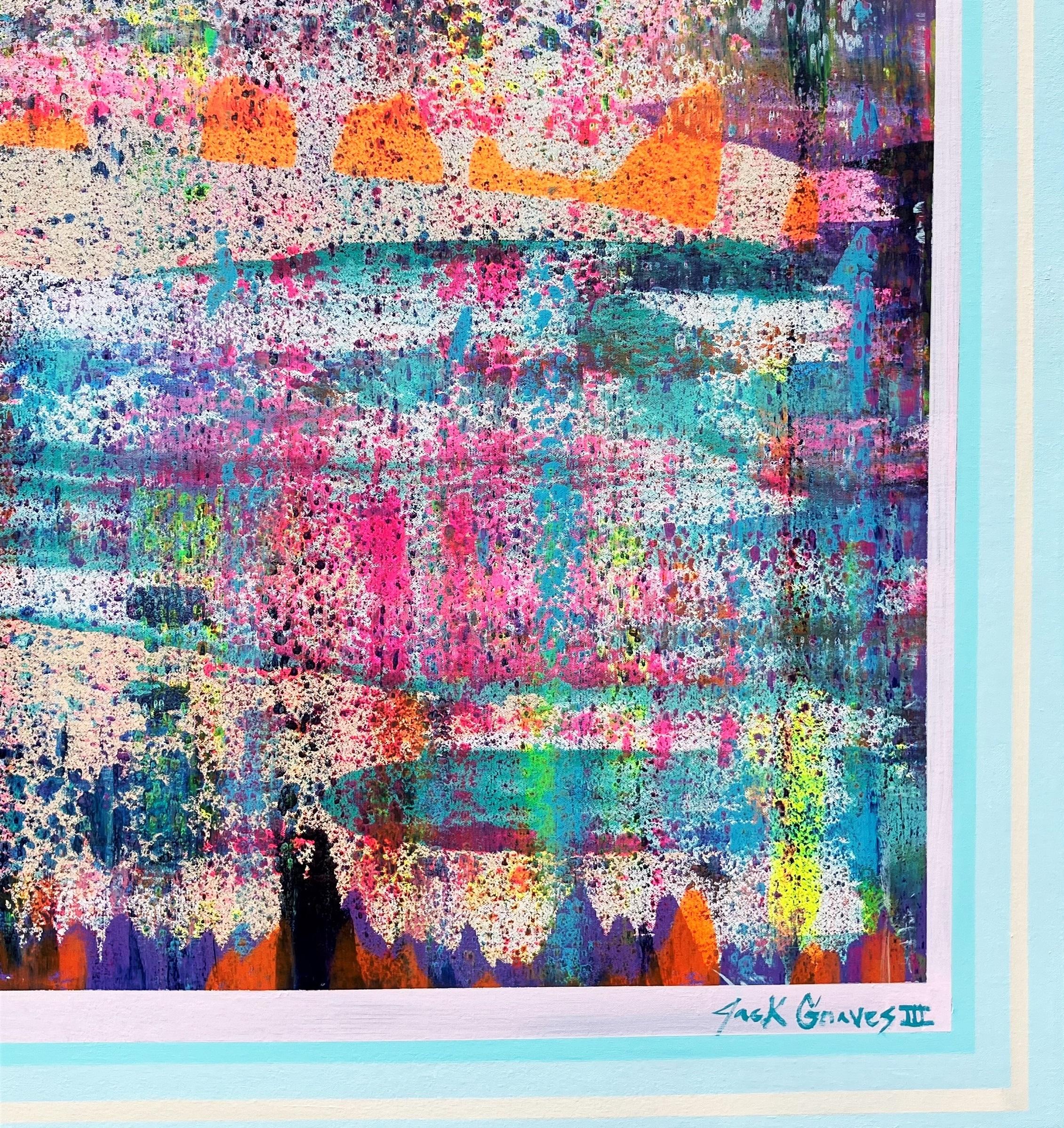 Ragazza rossa sulla spiaggia da sotto una palma! /// Pittura astratta contemporanea in vendita 1