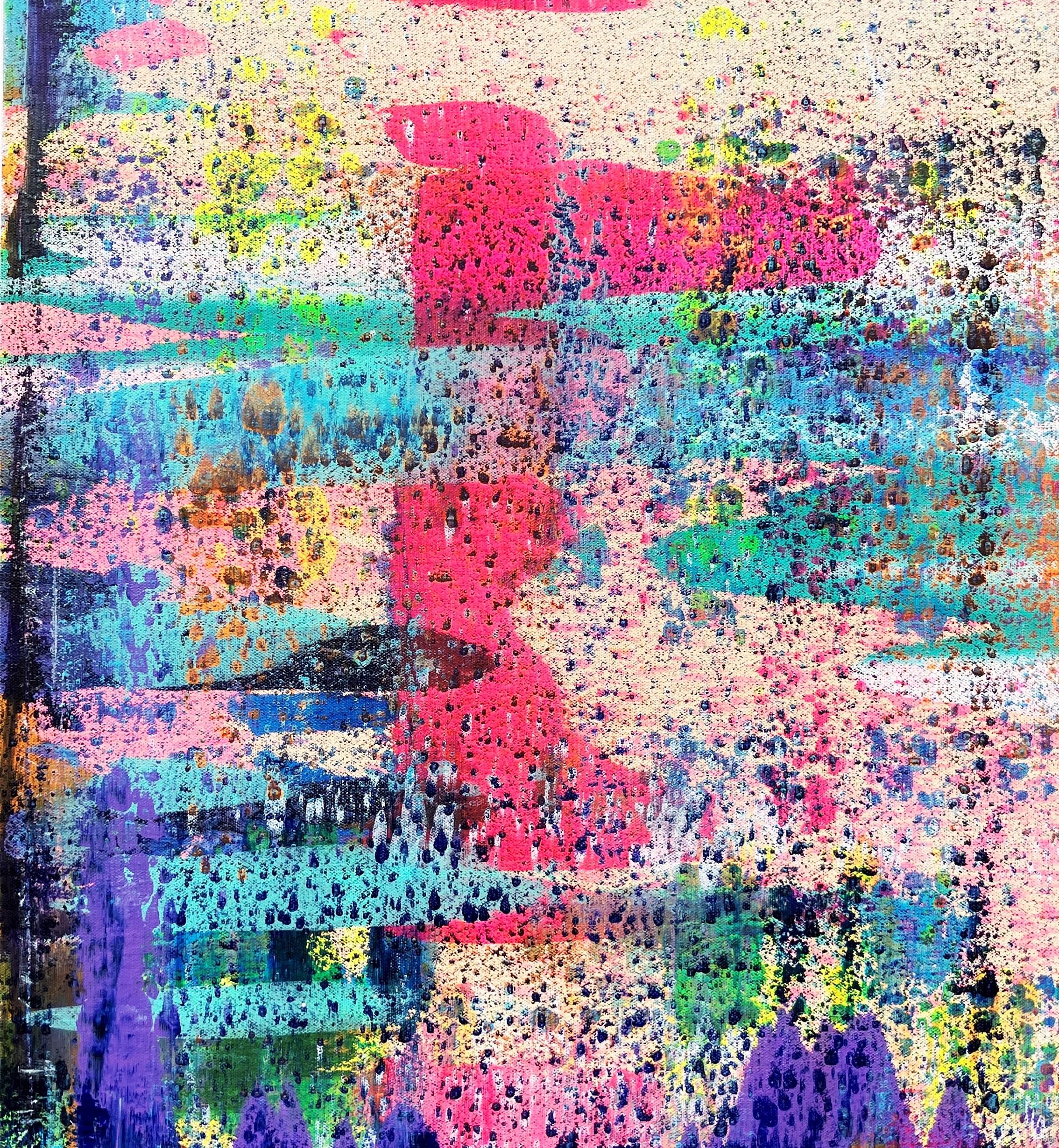 Ragazza rossa sulla spiaggia da sotto una palma! /// Pittura astratta contemporanea in vendita 4