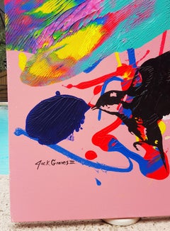 Rorschach Birds Supreme /// Contemporary Huge Abstract Colorful Street Art Pink