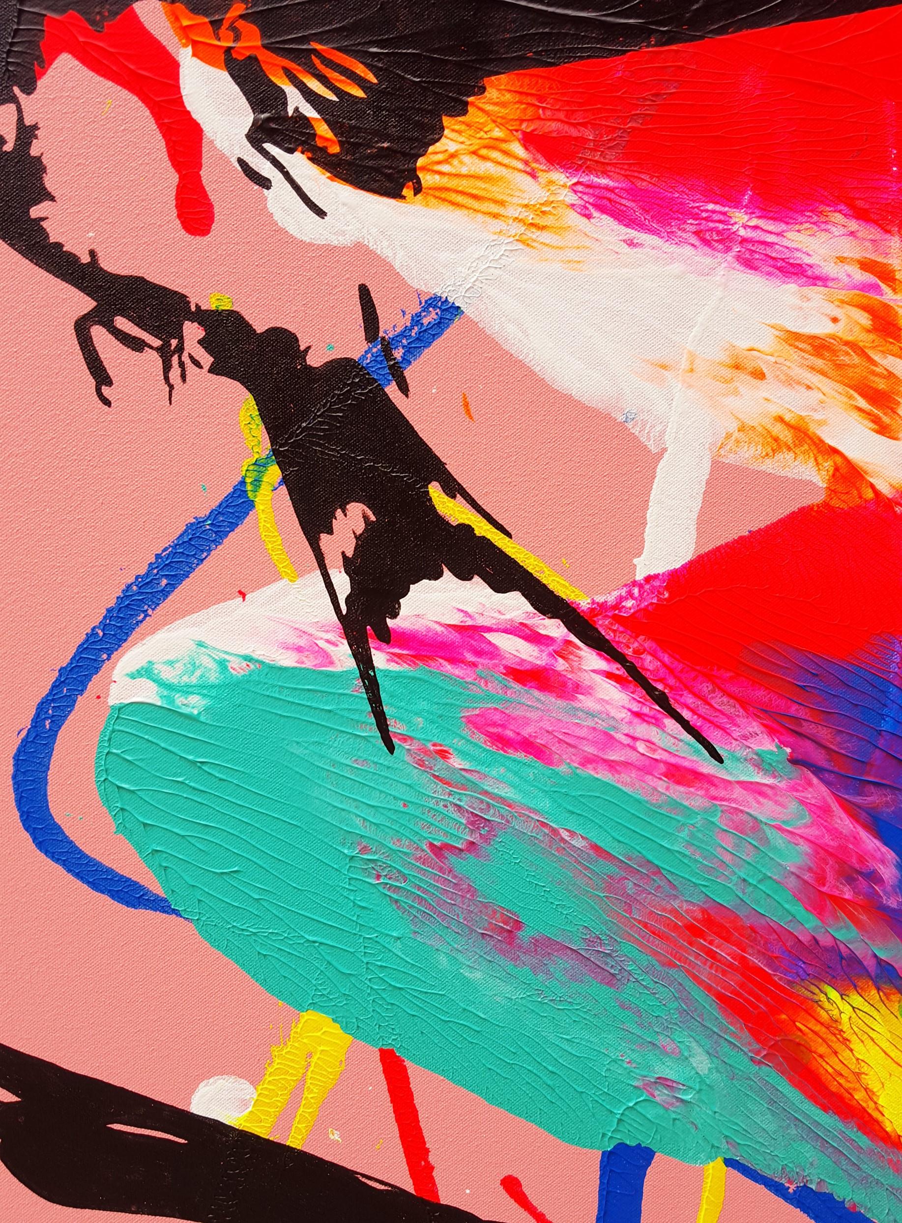 Rorschach Birds Supreme /// Contemporary Huge Abstract Colorful Street Art Pink For Sale 3