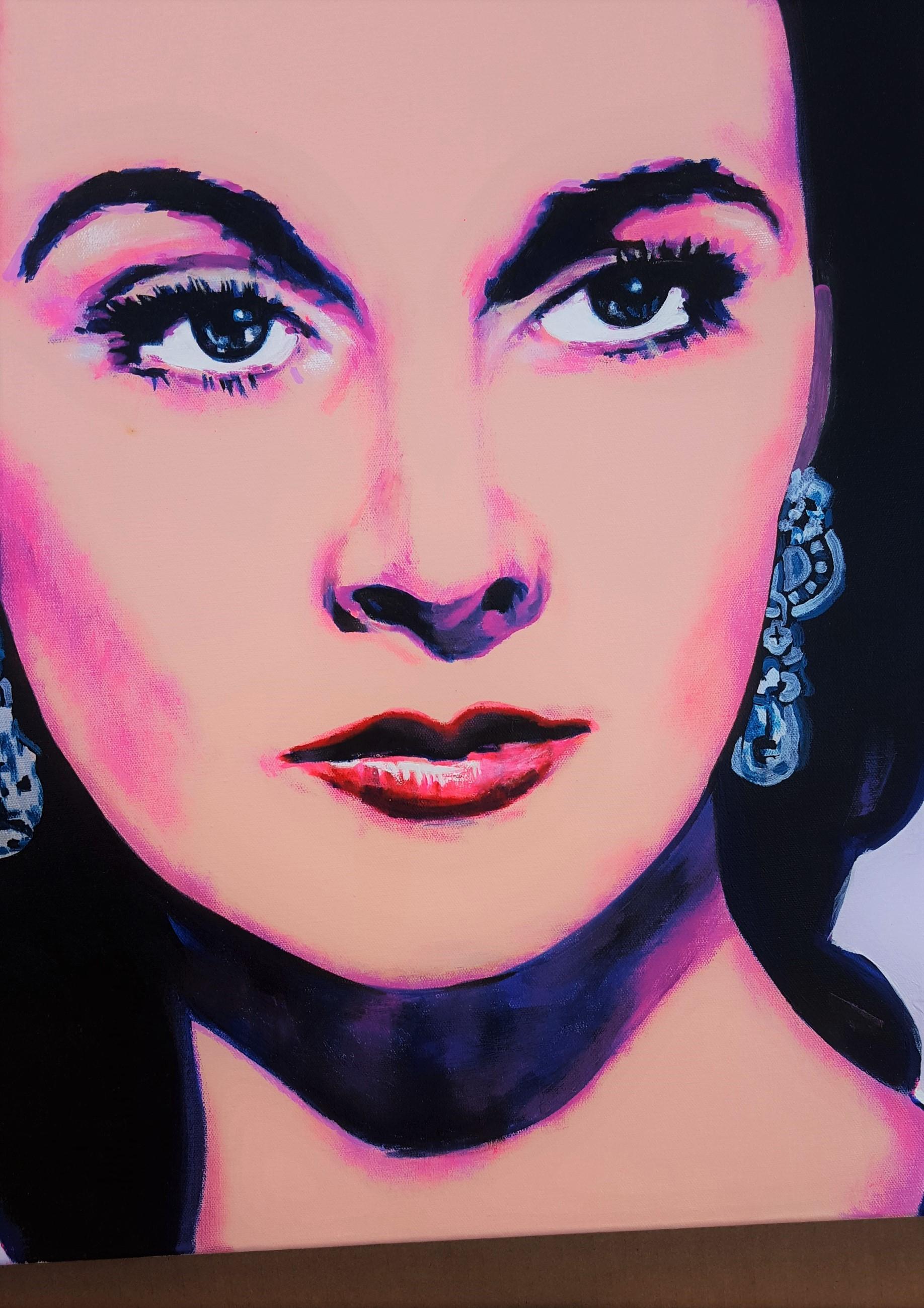 Scarlett O'Hara Icon (Vivien Leigh) - Black Portrait Painting by Jack Graves III