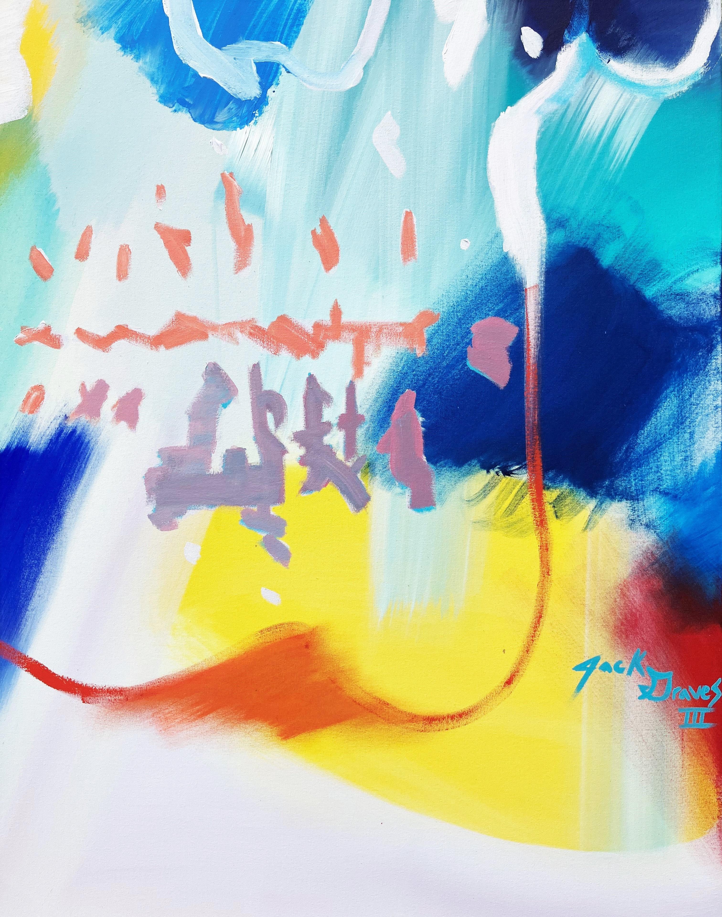 Icone Teschio /// Enorme dipinto contemporaneo di street pop art, colorato e astratto. - Portrait Painting Beige di Jack Graves III