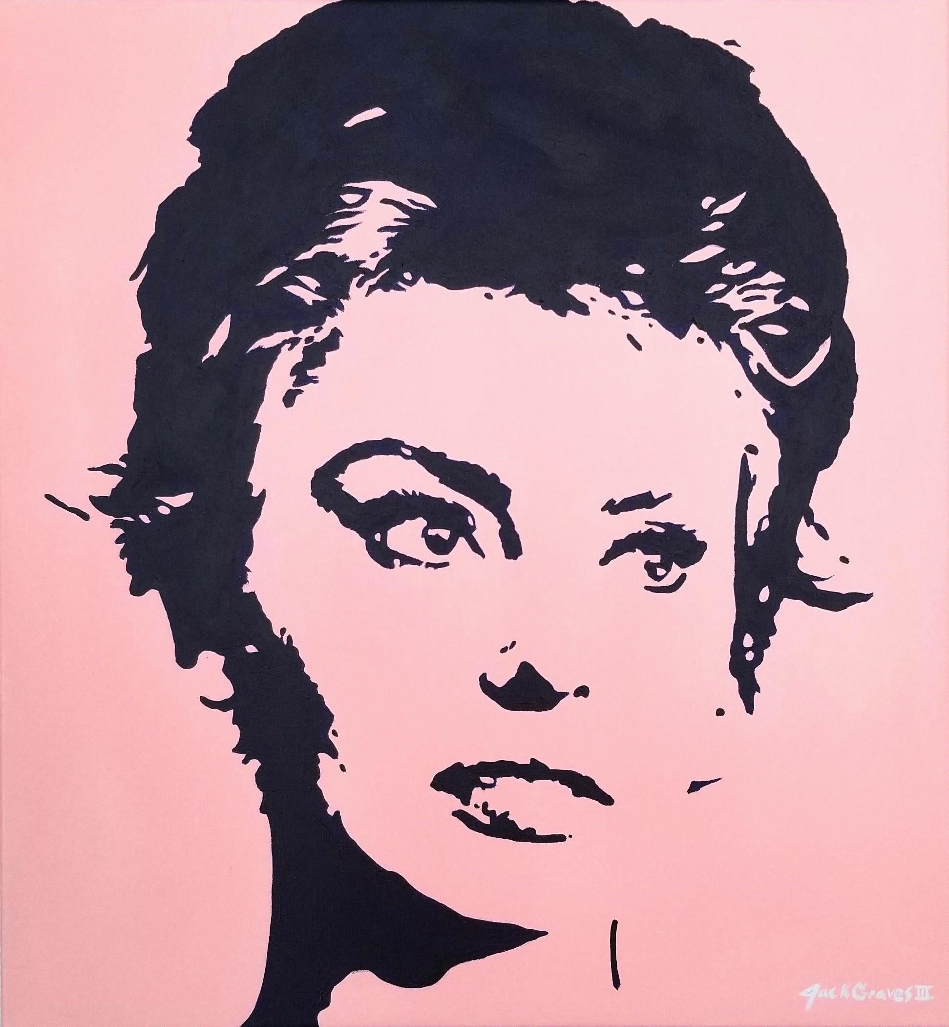 Sophia Loren Icon V /// Contemporary Street Pop Art Painting Fashion Model Pink