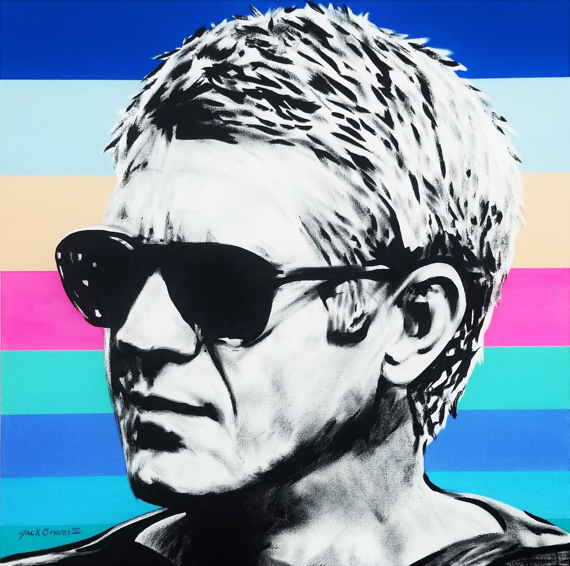 Jack Graves III Portrait Painting - Steve McQueen Icon III /// Contemporary Pop Street Art Portrait Actor Sunglasses