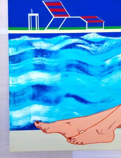 Schwimmbad /// Jack Graves „Summer Sun Tan“ David Hockney Zeitgenössische Malerei