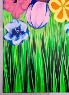 Talulahs Garten /// Jack Graves – Zeitgenössische Malerei: Blumen, buntes Gras