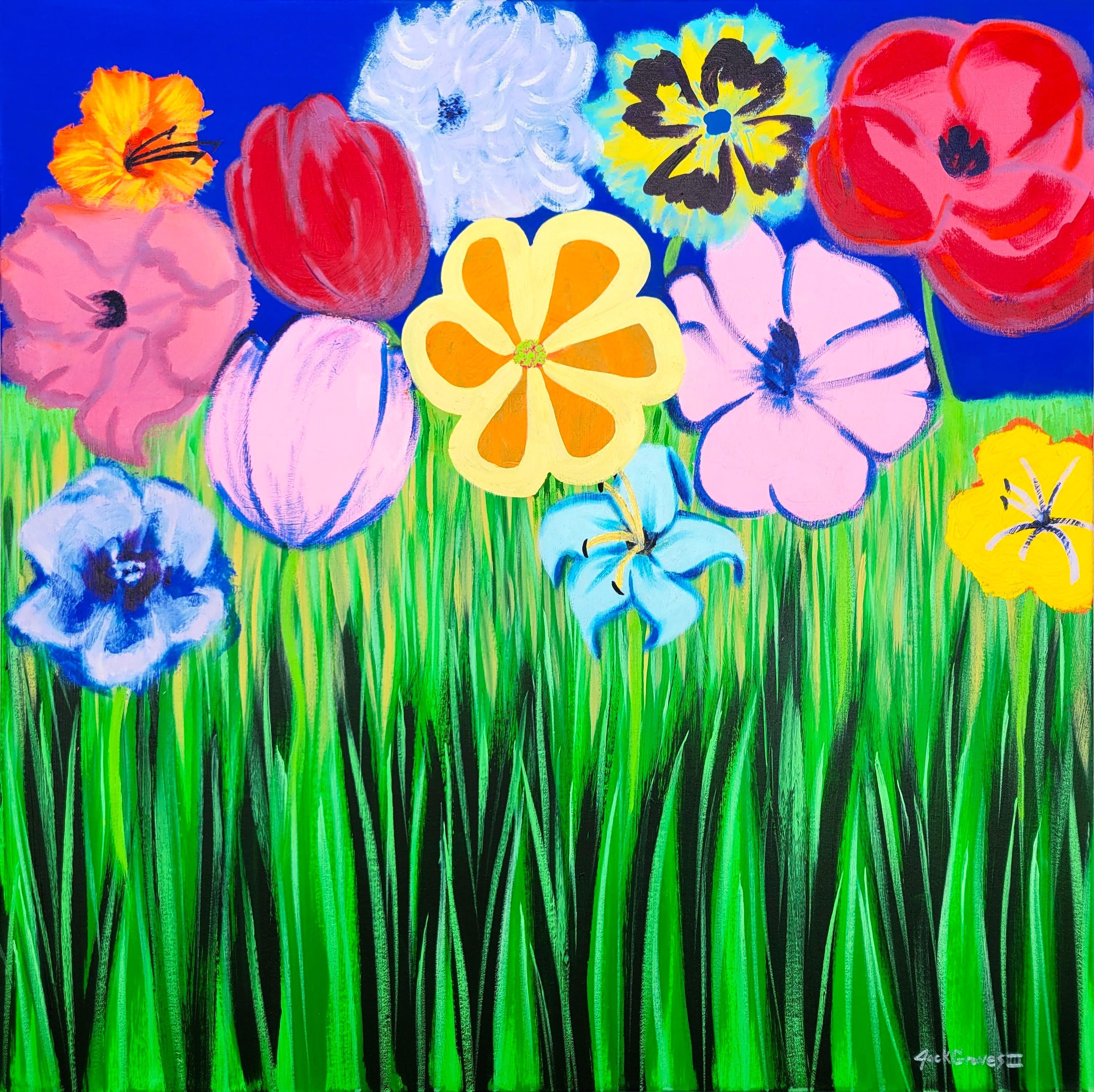 Le jardin de Talulah /// Jack Graves – Peinture contemporaine : fleurs et herbes colorées
