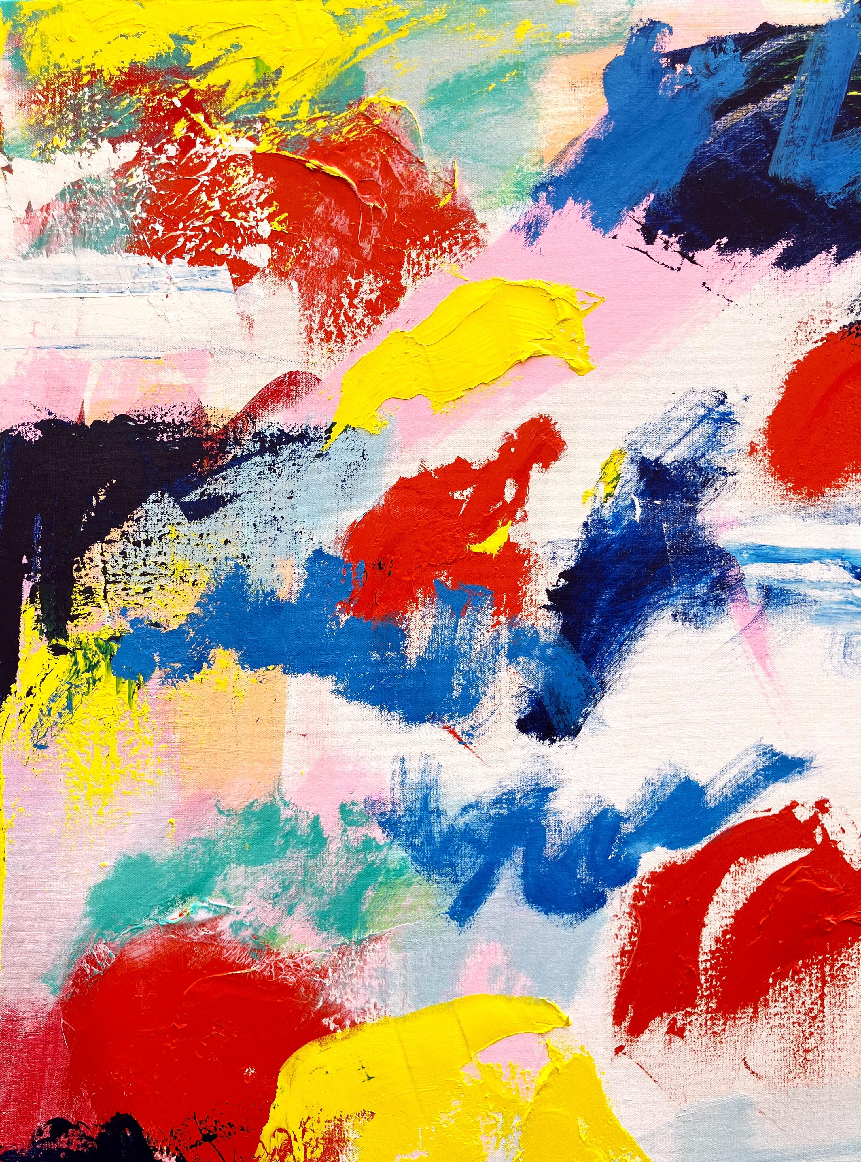 La playa /// Pintura colorista abstracta expresionista contemporánea de Jack Graves - Painting de Jack Graves III