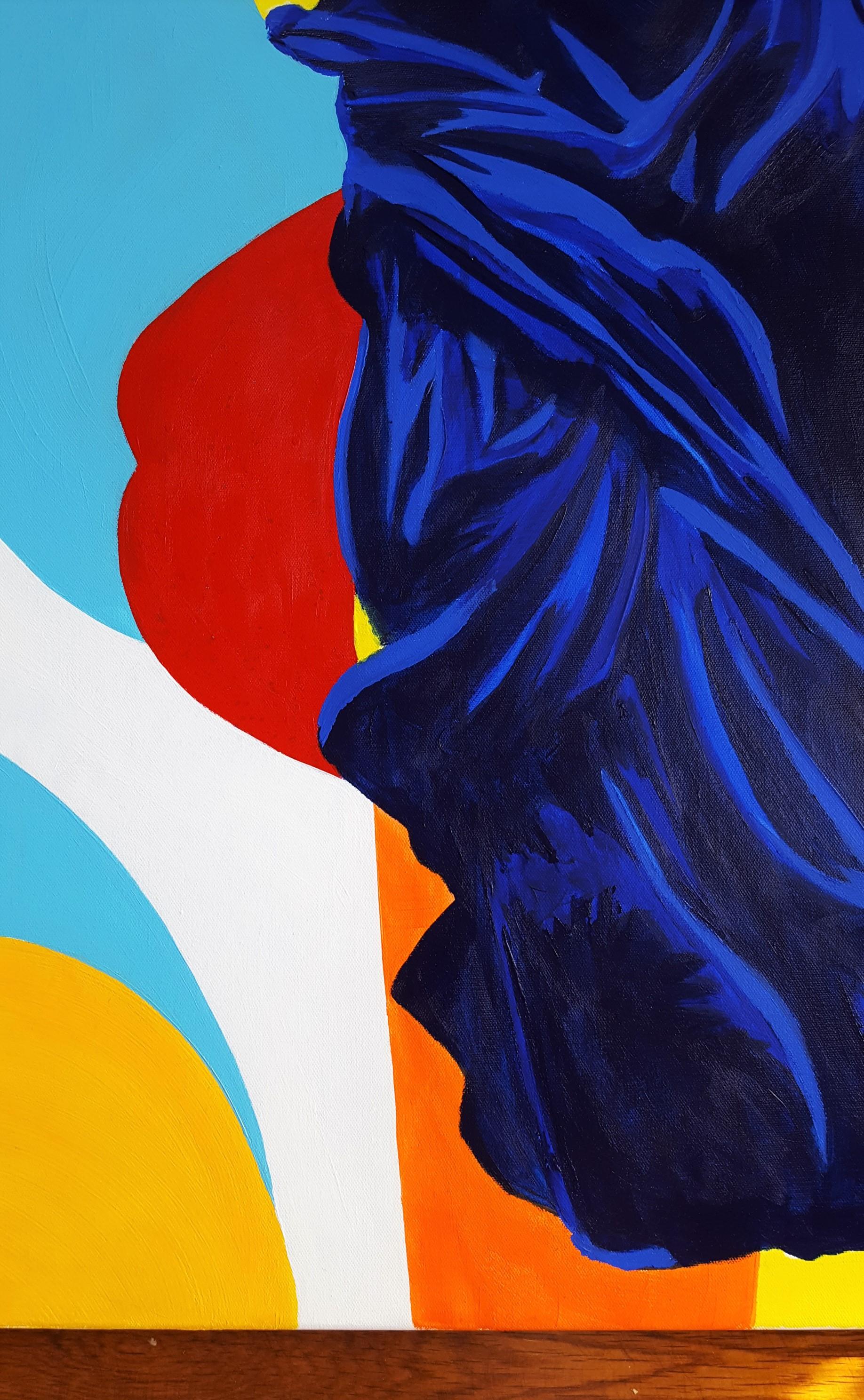The Victory of Samothrace Icon (Yves Klein) - Orange Figurative Painting by Jack Graves III