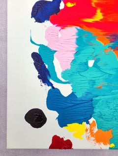 Flamme tibétaine /// Peinture abstraite contemporaine colorée et symétrique de Rorschach