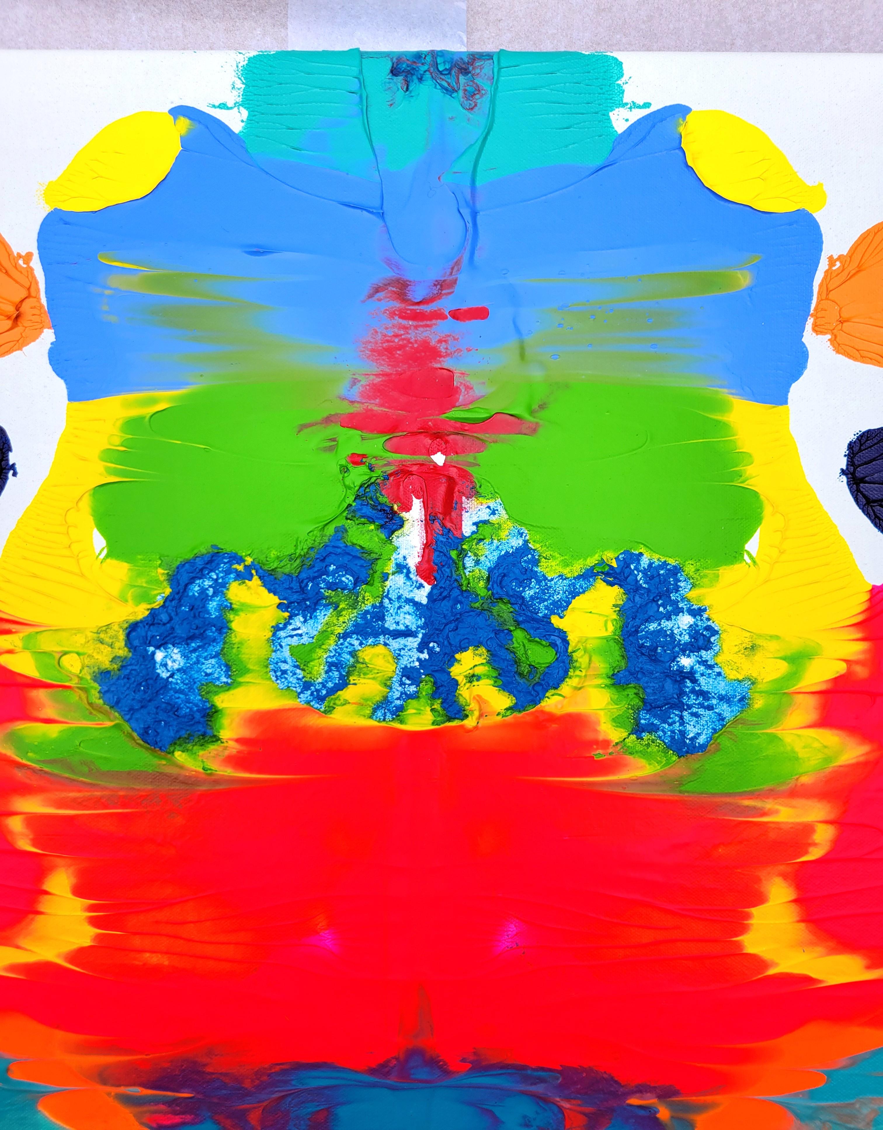 Fiamma tibetana /// Pittura contemporanea colorata astratta simmetrica Rorschach in vendita 1