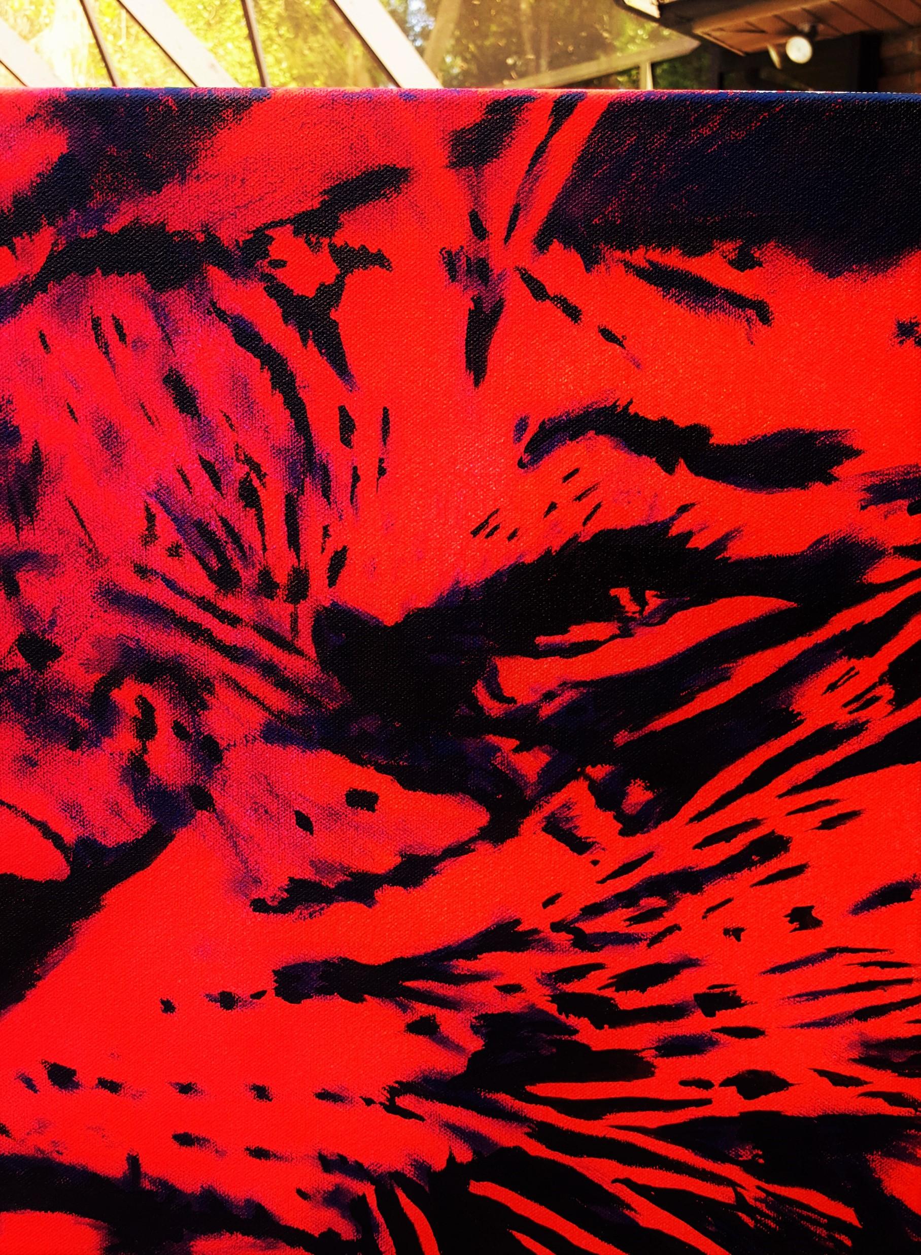 Tiger Icon - Red Animal Painting by Jack Graves III