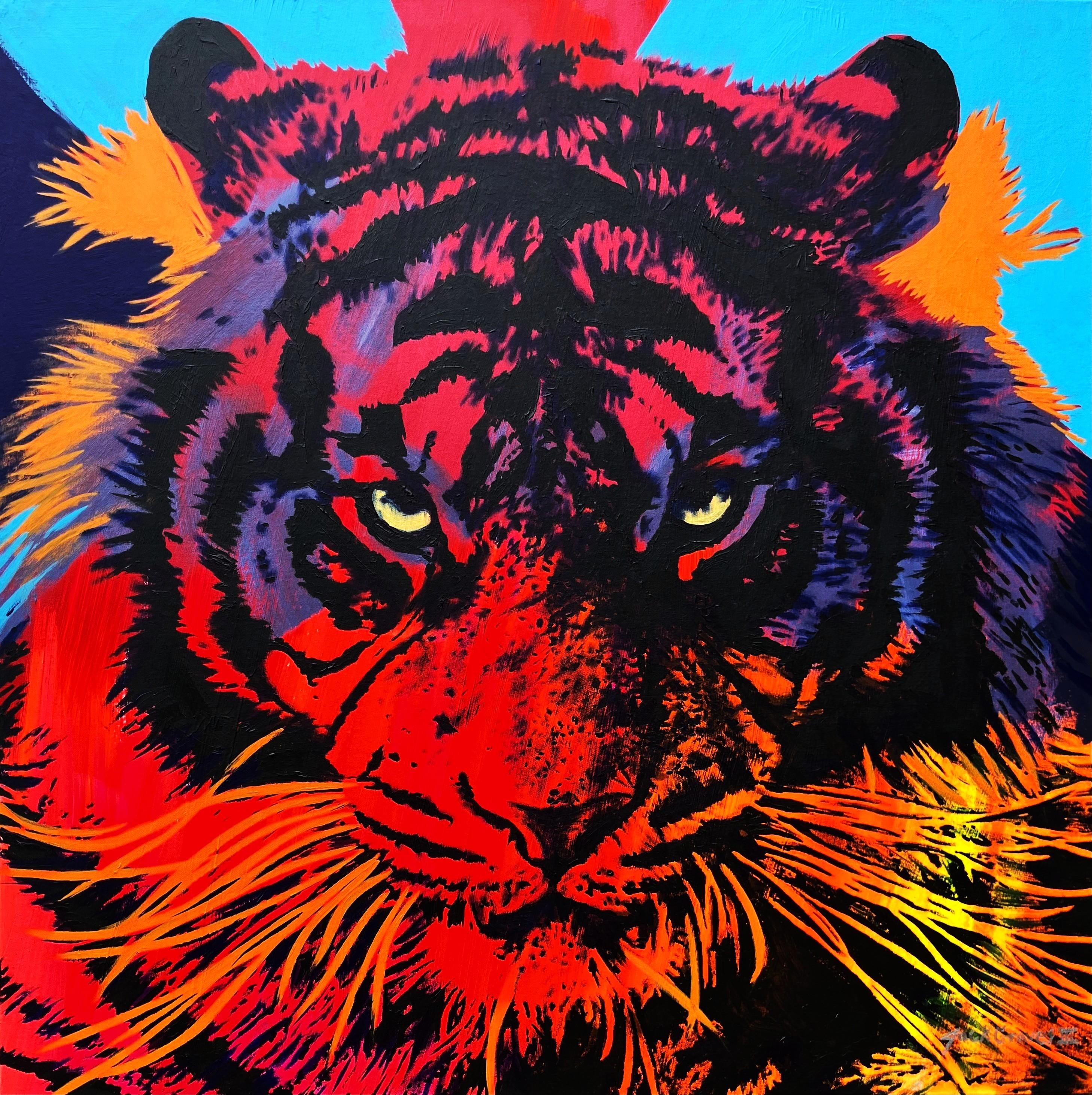 Jack Graves III Animal Painting - Tiger III /// Jack Graves Wildlife Big Cat Lion Animal Portrait Painting Canvas