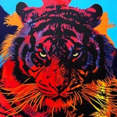 Tigre III /// Jack Graves III è un grande gatto selvatico, un leone, un ritratto animale su tela.