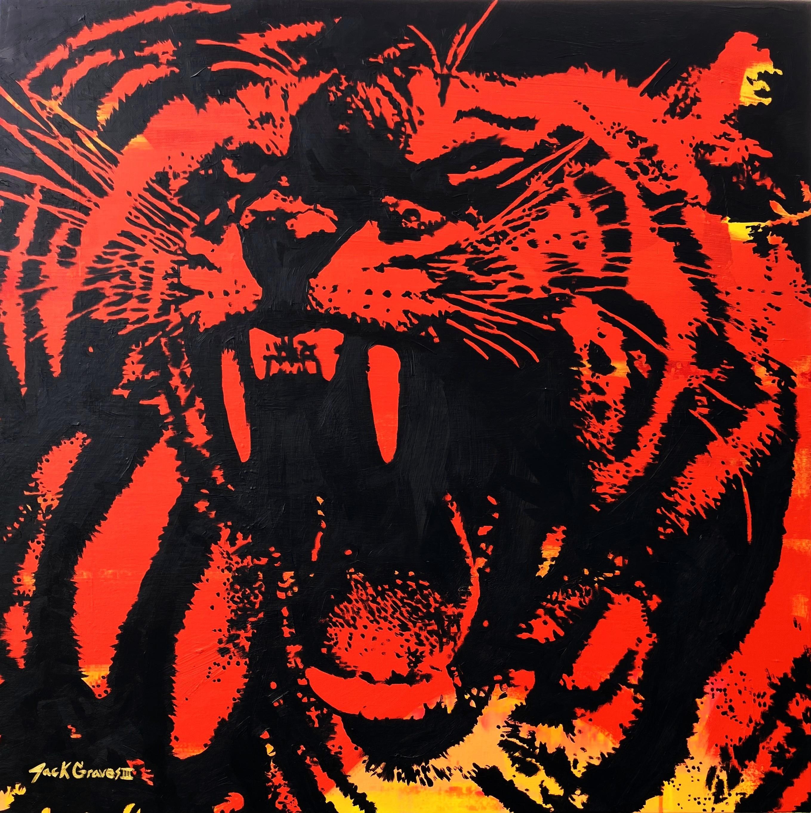 Tiger IV /// Jack Graves Wildlife Big Cat Lion Animal Portrait Painting Canvas