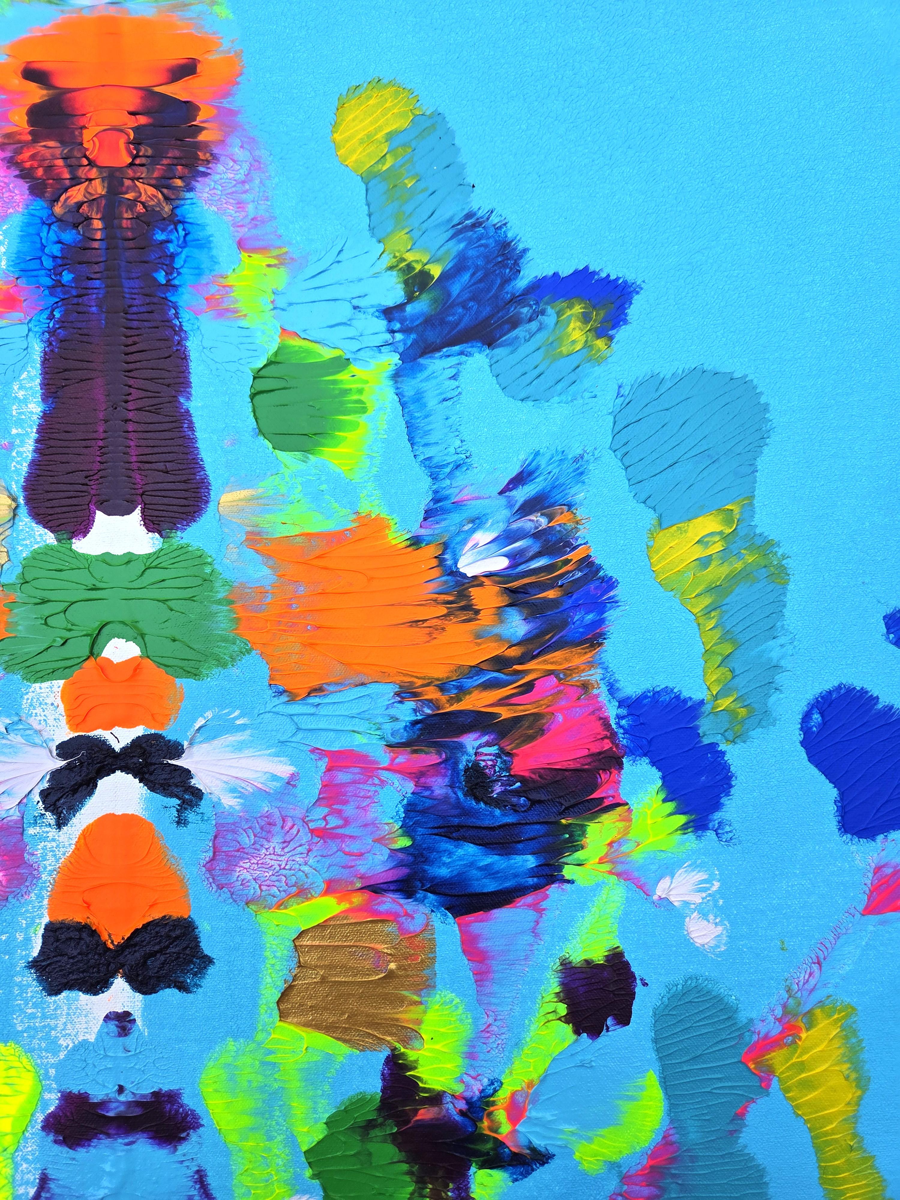 Tiger Skin Rug /// Contemporary Abstract Expressionist Rorschach Style Painting im Angebot 7