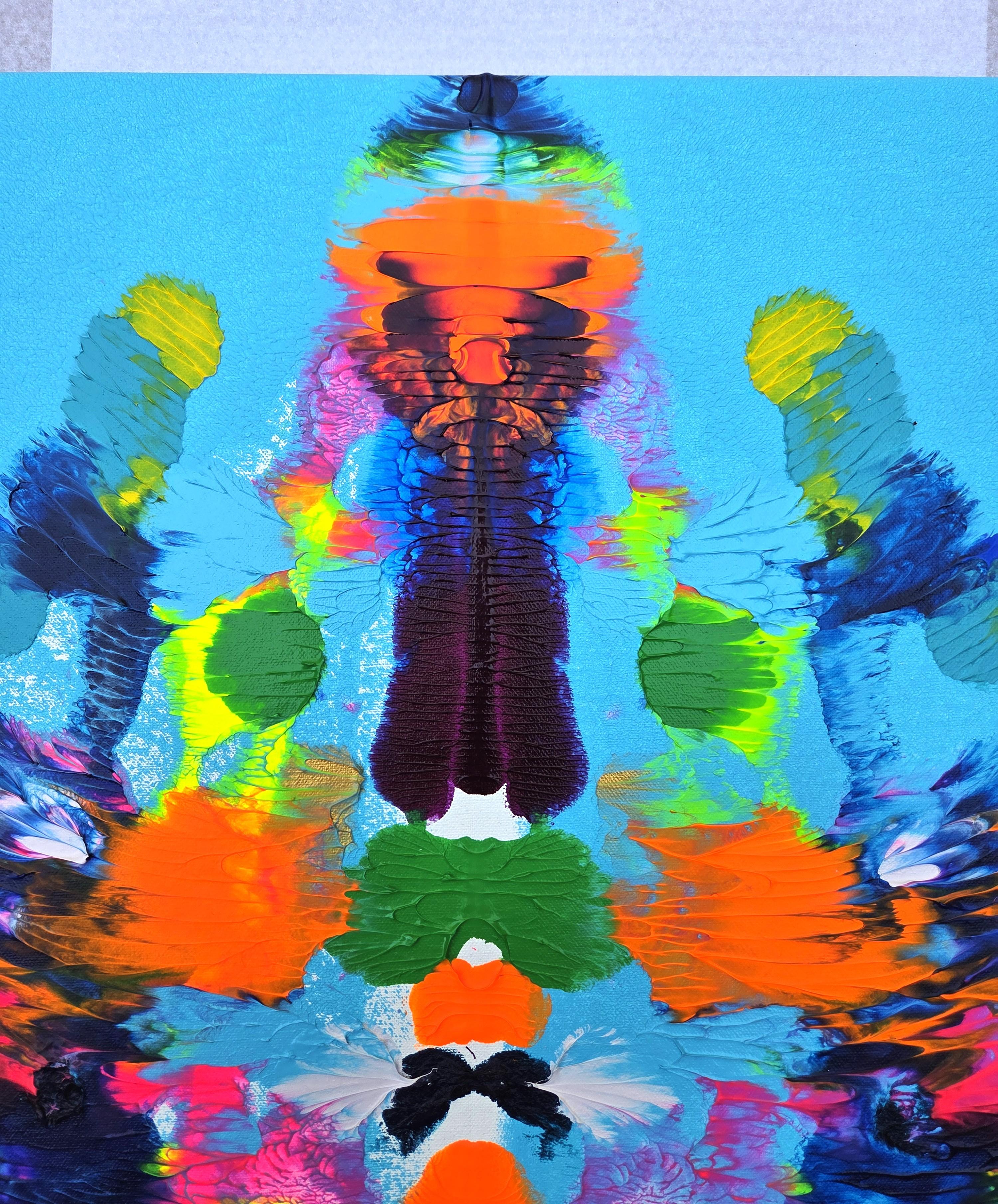 Tiger Skin Rug /// Contemporary Abstract Expressionist Rorschach Style Painting im Angebot 3
