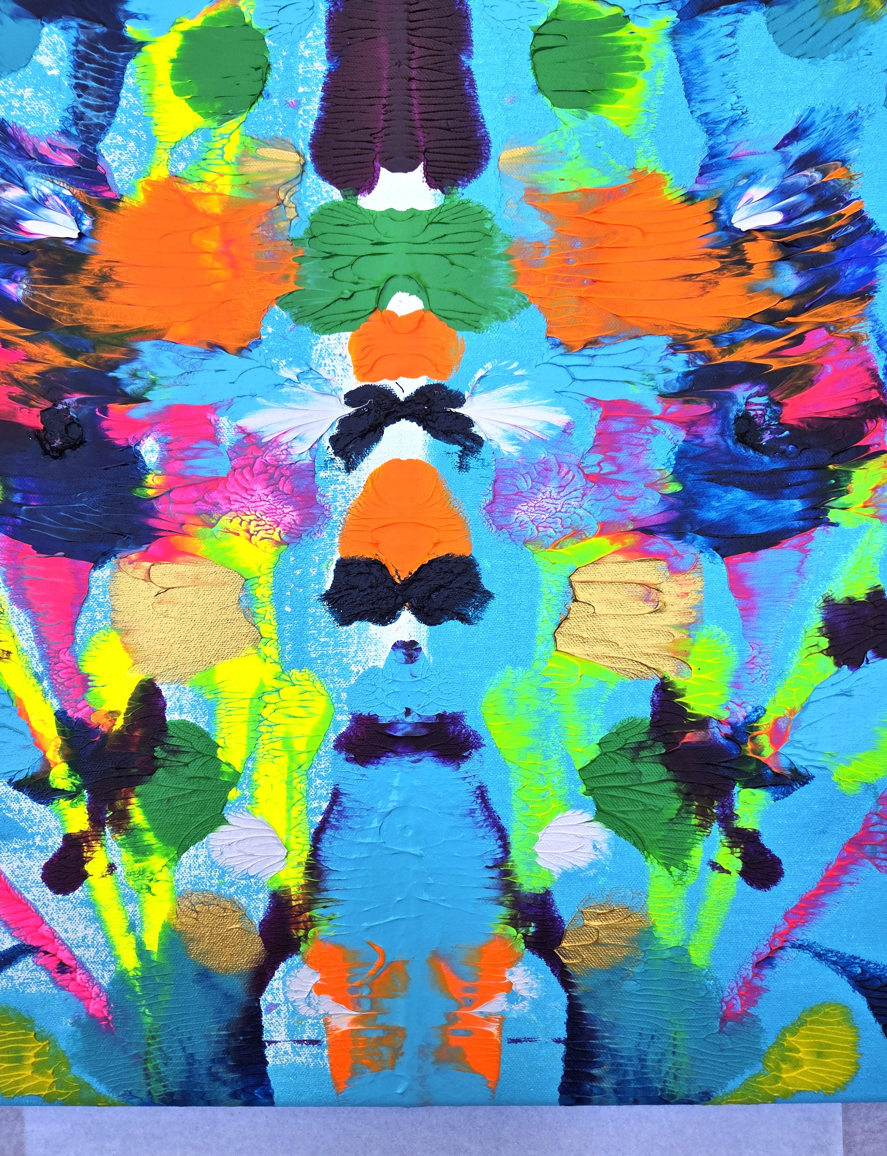 Tiger Skin Rug /// Contemporary Abstract Expressionist Rorschach Style Painting im Angebot 4