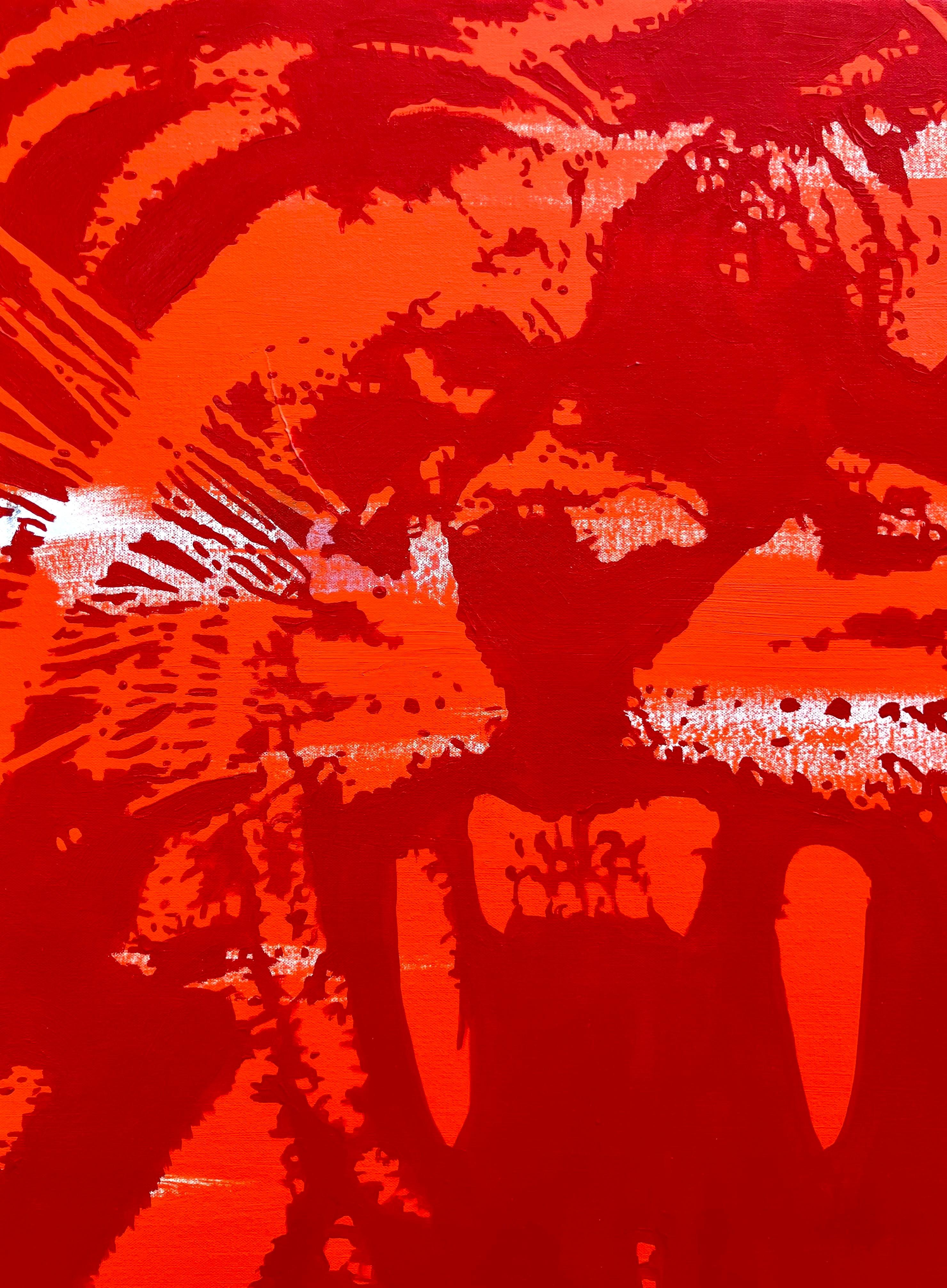 Tiger V /// Jack Graves Wildlife Großkatze Löwe Tierporträt Gemälde Leinwand – Painting von Jack Graves III