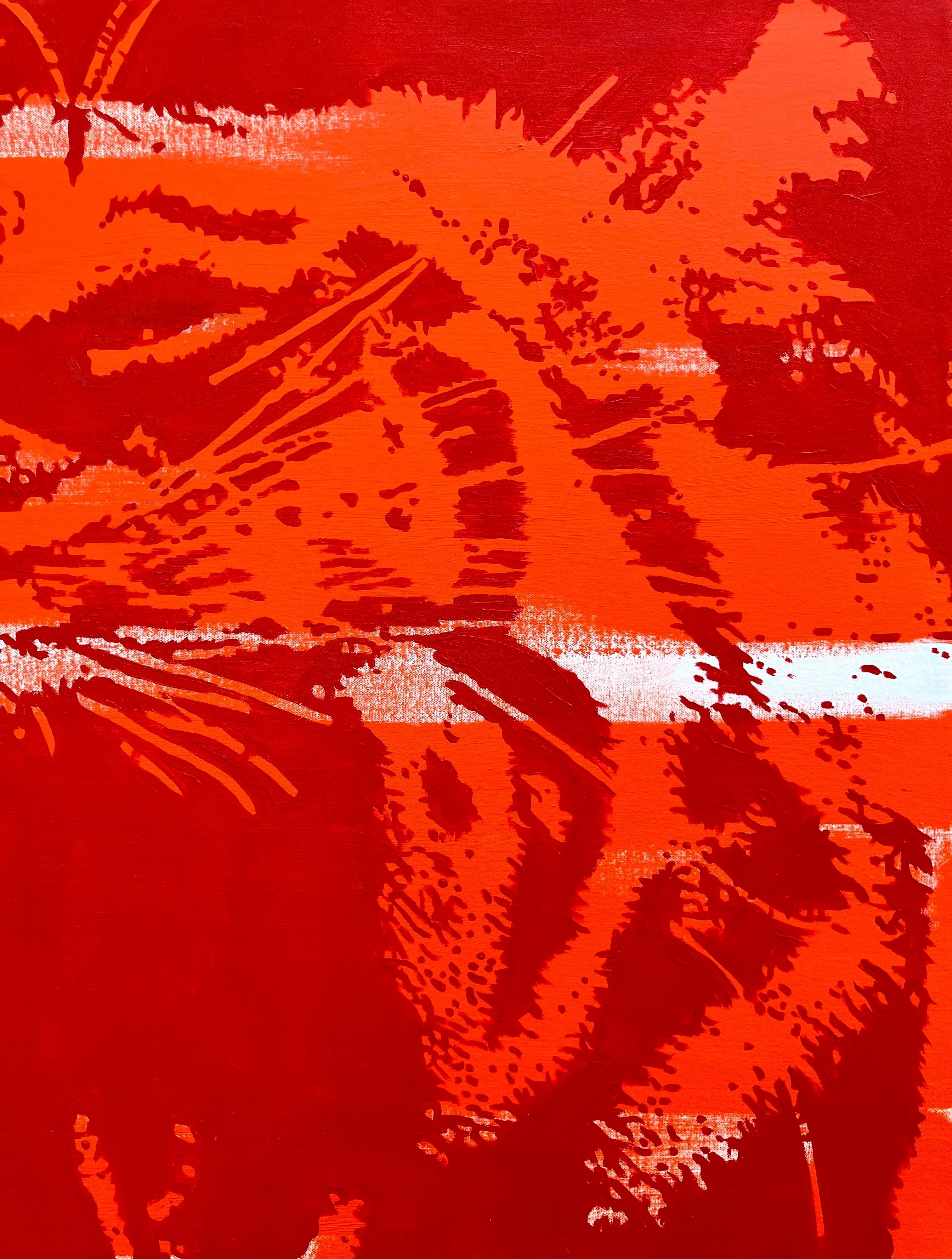 Tiger V /// Jack Graves Wildlife Großkatze Löwe Tierporträt Gemälde Leinwand (Rot), Animal Painting, von Jack Graves III