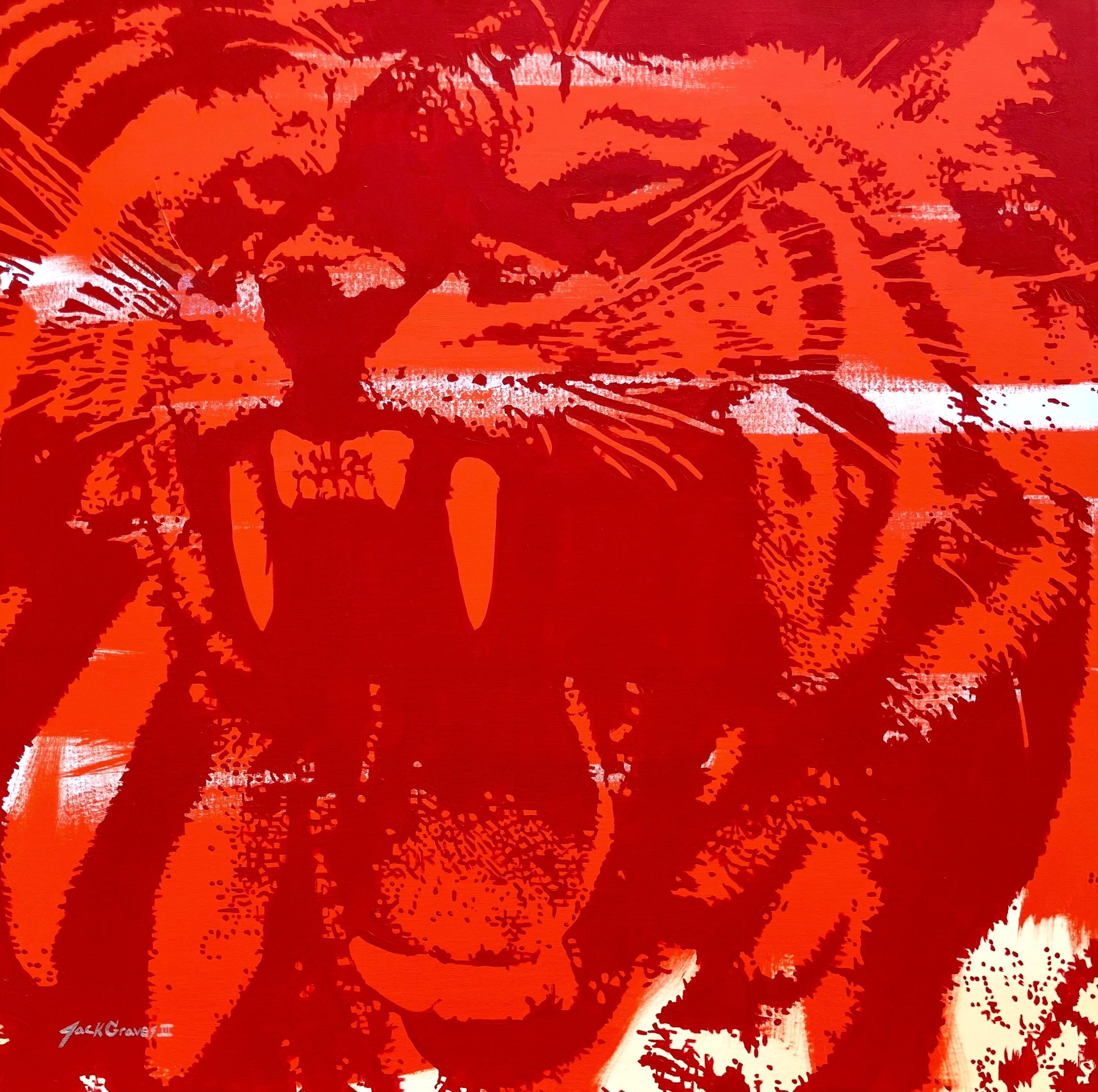 Tiger V /// Jack Graves Wildlife Big Cat Lion Animal Portrait Painting Canvas (en anglais)