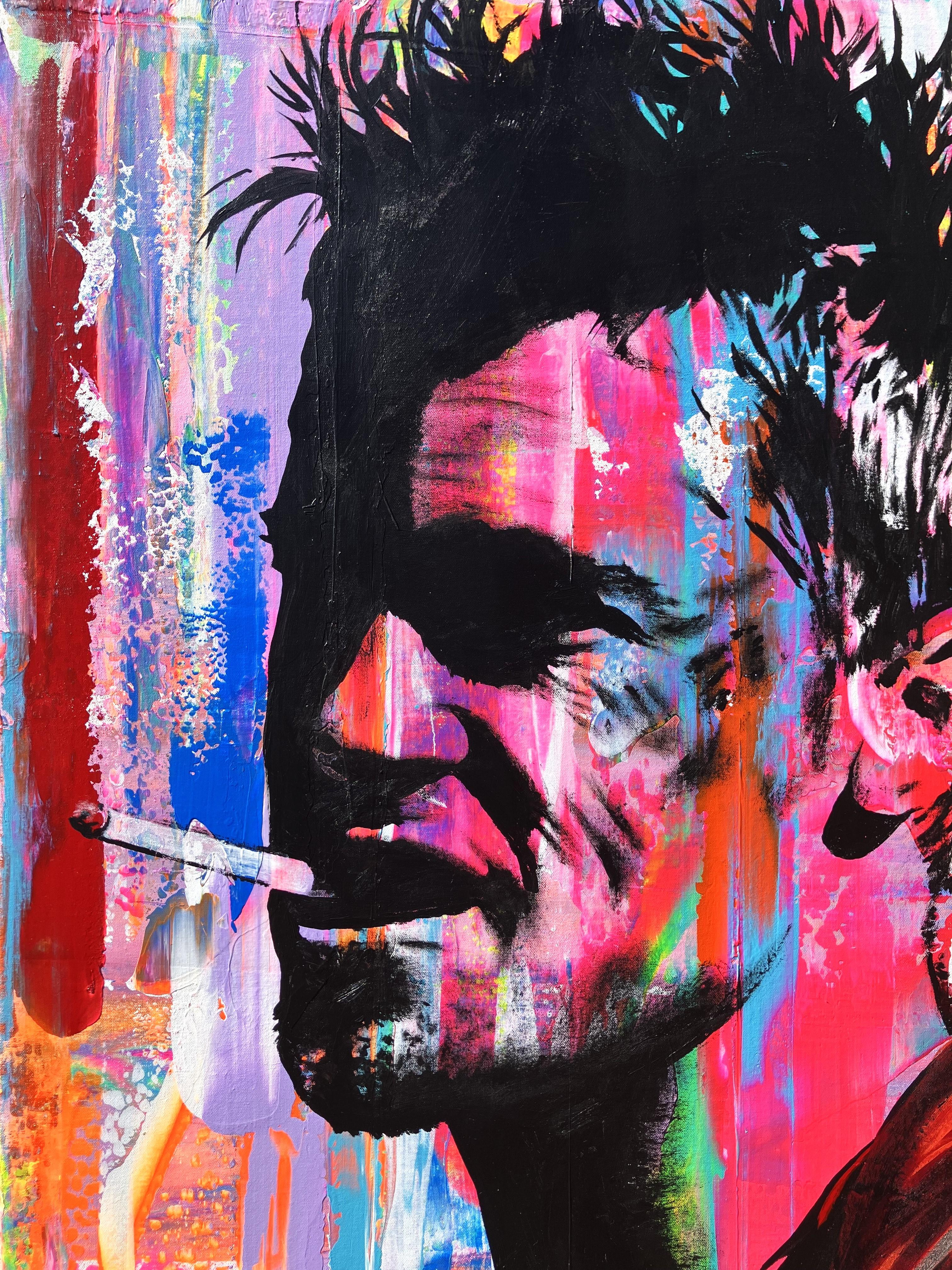 Tyler Durden (Brad Pitt) /// El club de la lucha Arte pop callejero contemporáneo Abstracto - Painting de Jack Graves III