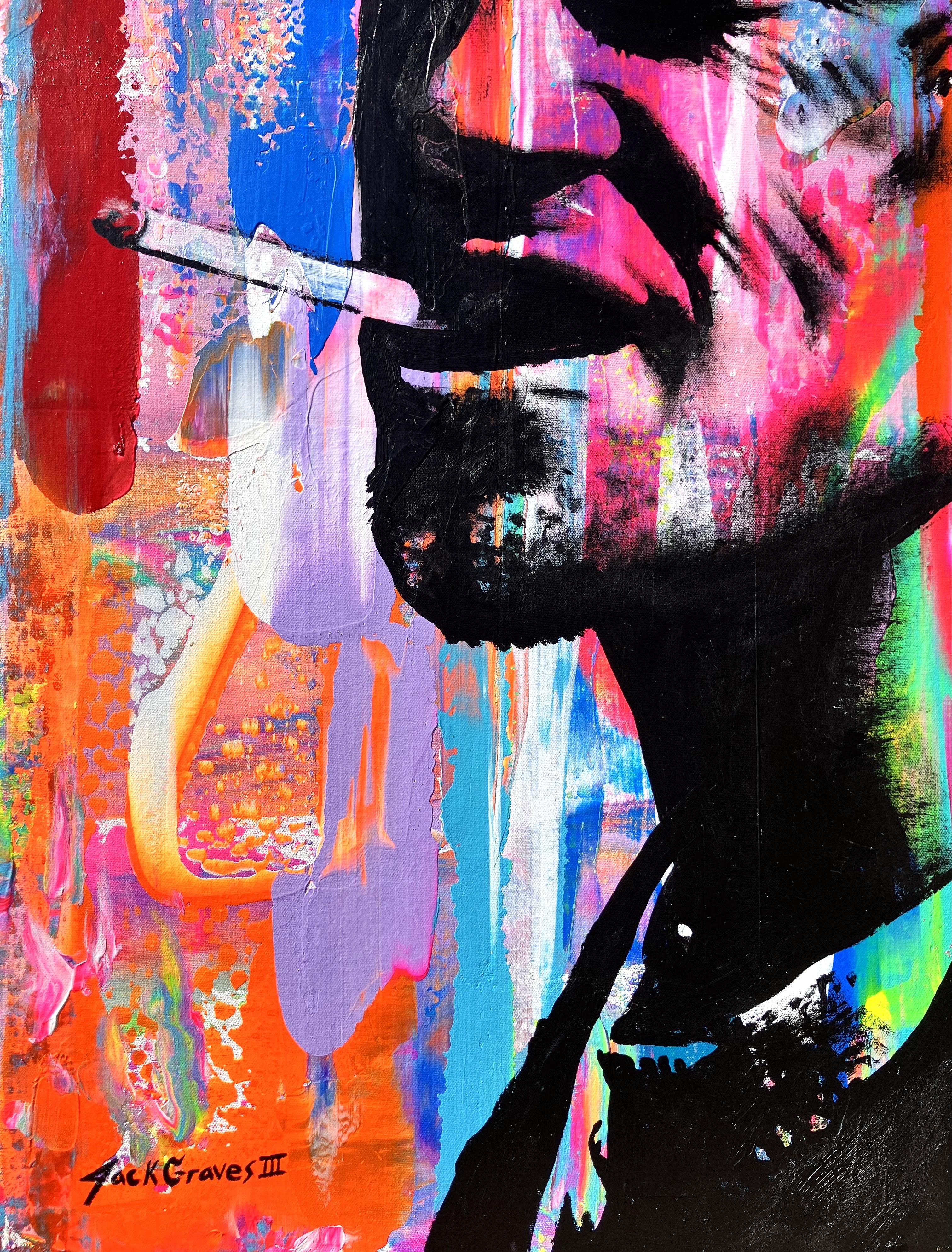 Tyler Durden (Brad Pitt) /// El club de la lucha Arte pop callejero contemporáneo Abstracto - Portrait Painting Rosa de Jack Graves III