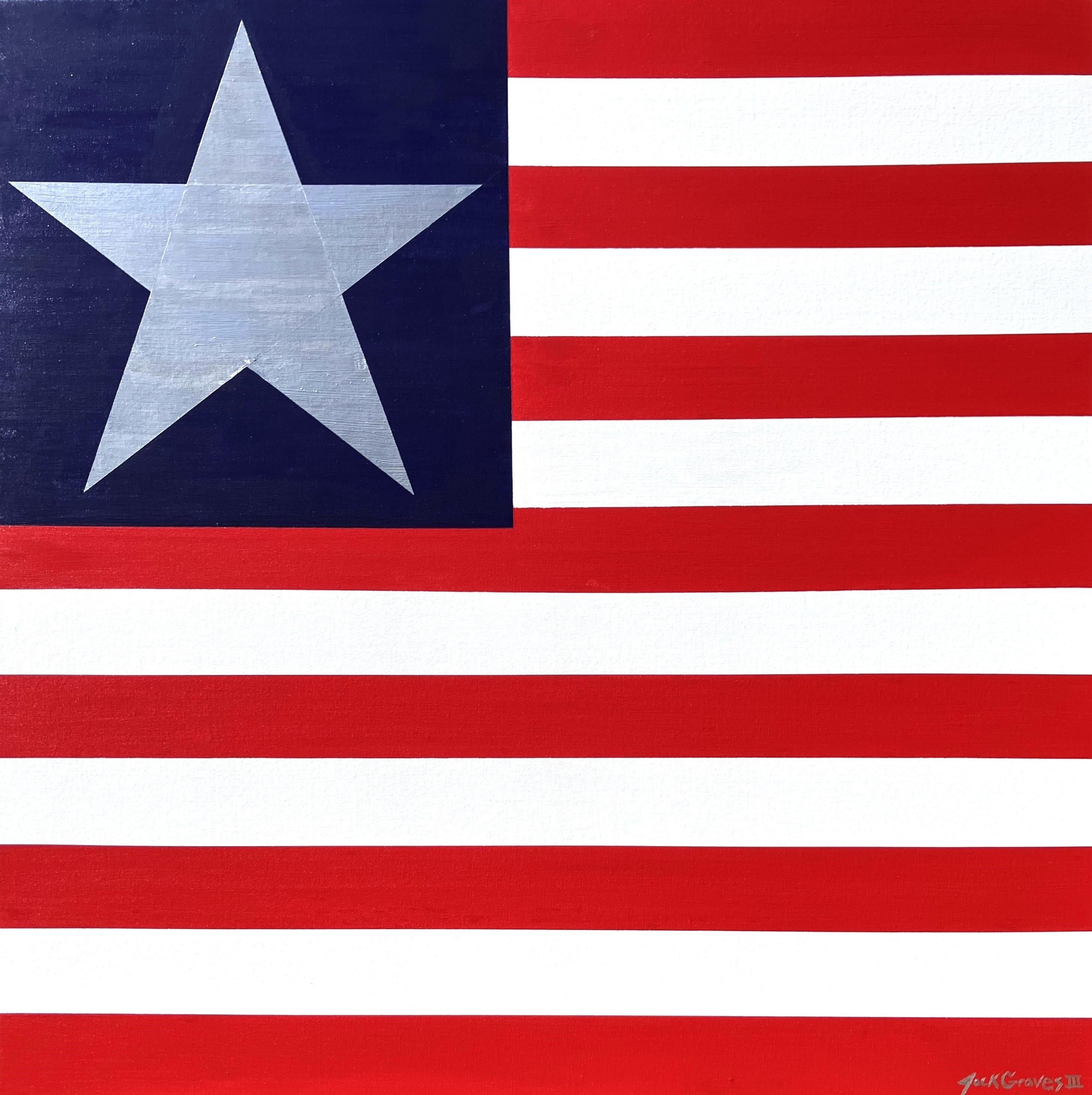 Abstract Painting Jack Graves III - Drapeau américain IV /// Contemporary Pop Art United States of America Stars and Stripes