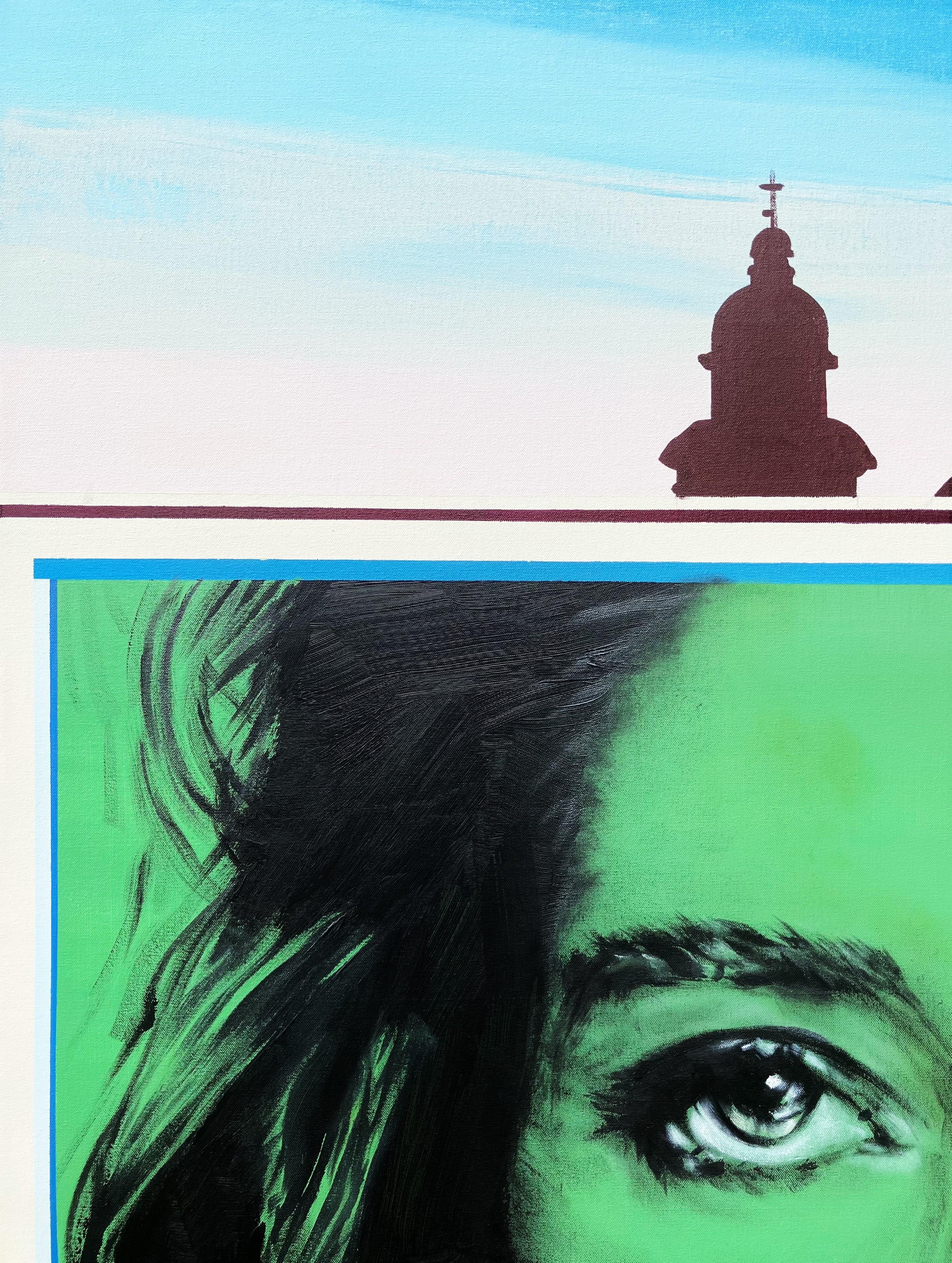 Paravento veneziano, verde vittoriano /// Pittura pop art contemporanea di strada grande - Painting di Jack Graves III