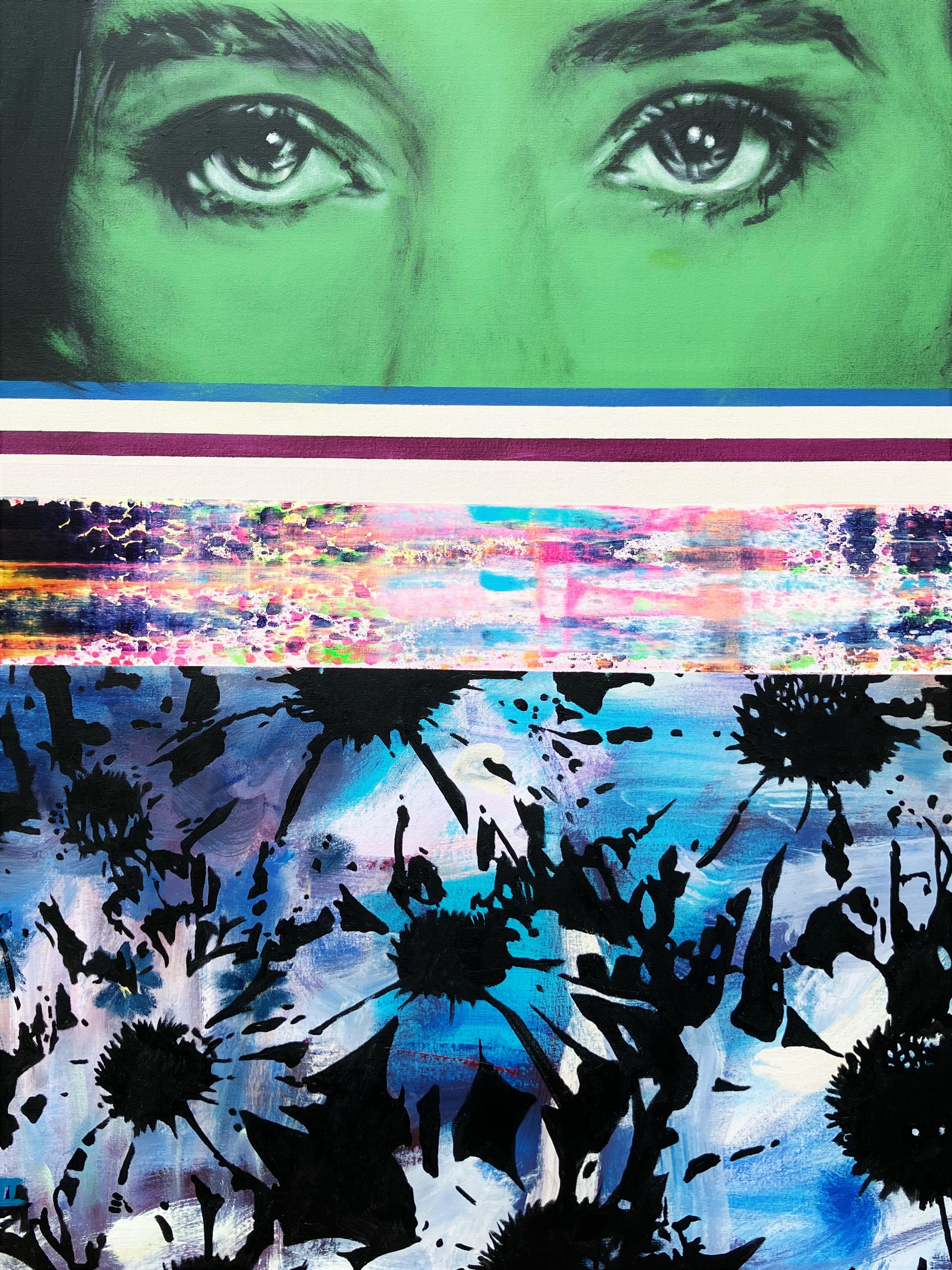 Paravento veneziano, verde vittoriano /// Pittura pop art contemporanea di strada grande in vendita 2