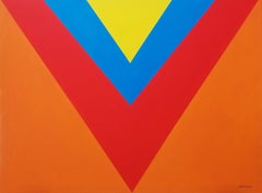 Victory /// Contemporary Abstract Geometric Minimalism Painting Colorful Modern