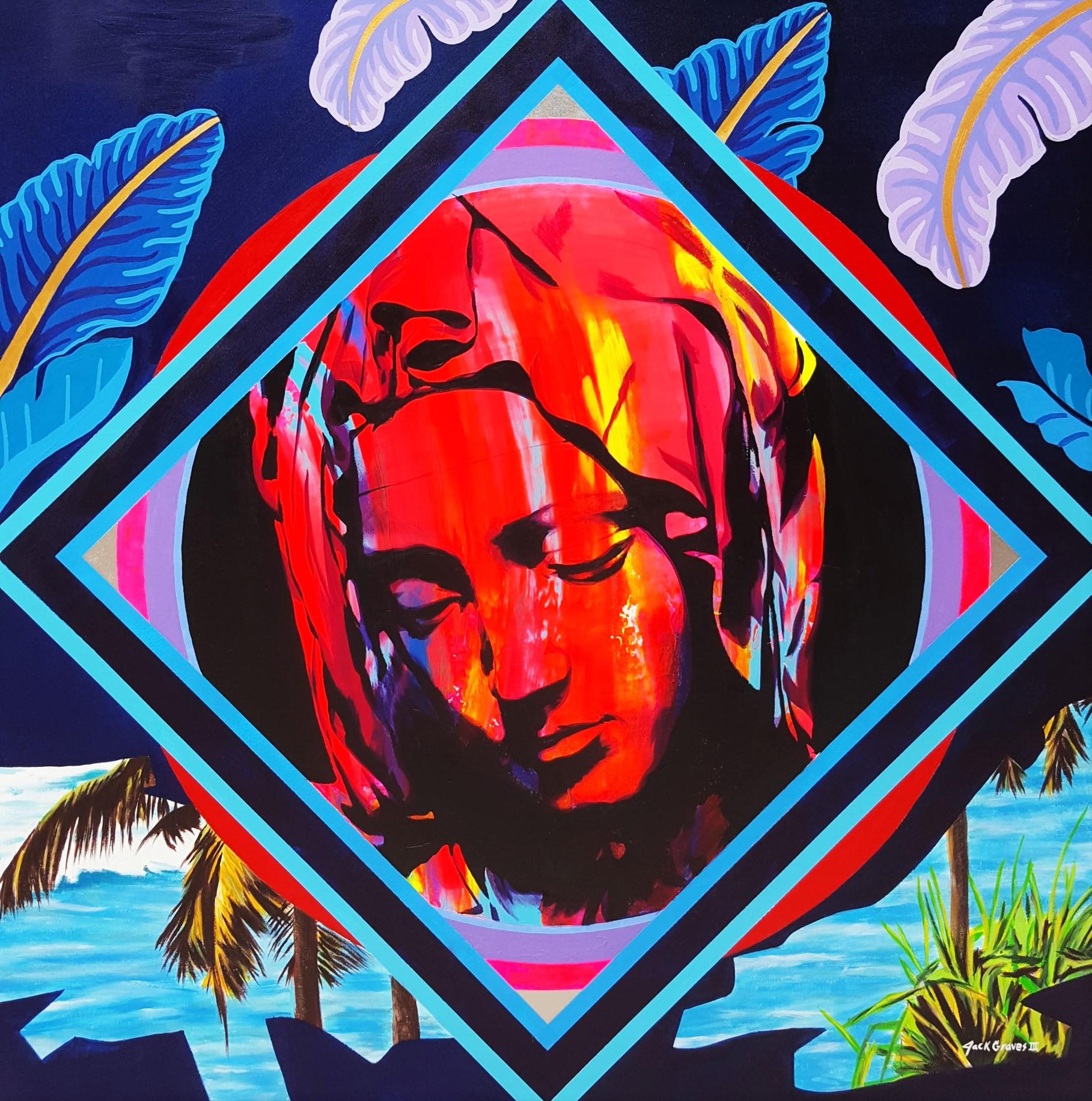 Vierge Marie Suprême /// Contemporain Street Pop Art Portrait Peinture Religieuse