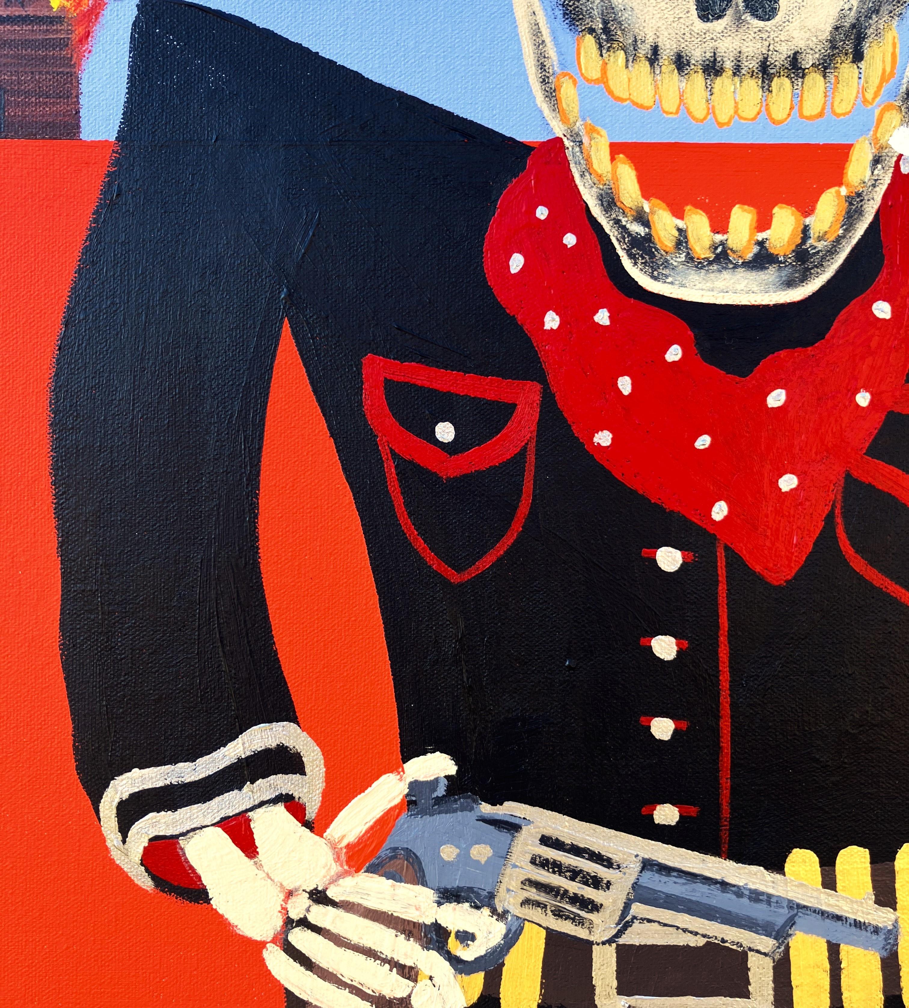 Wanted Cowboy Death /// Wild West Western Poster Painting Funny Contemporary Art en vente 8