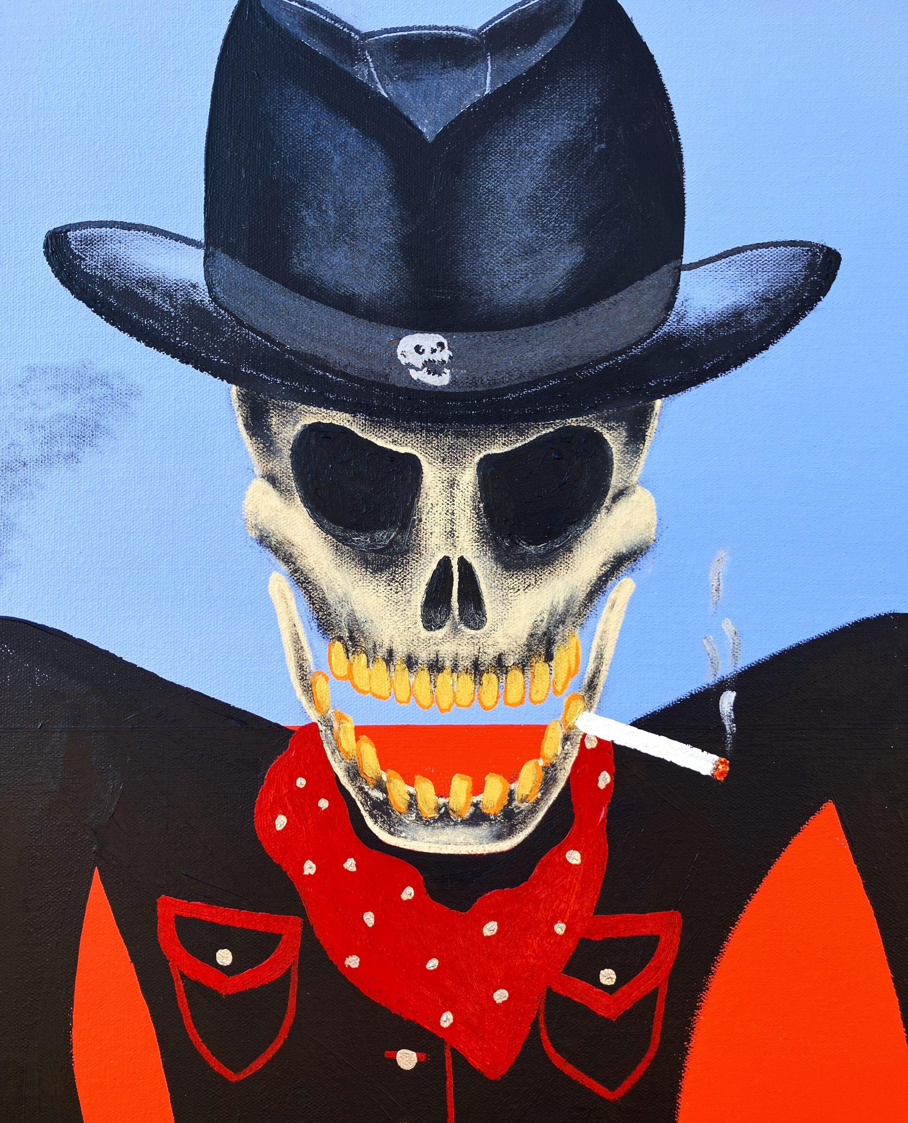 Wanted Cowboy Death /// Wild West Western Poster Painting Funny Contemporary Art en vente 2