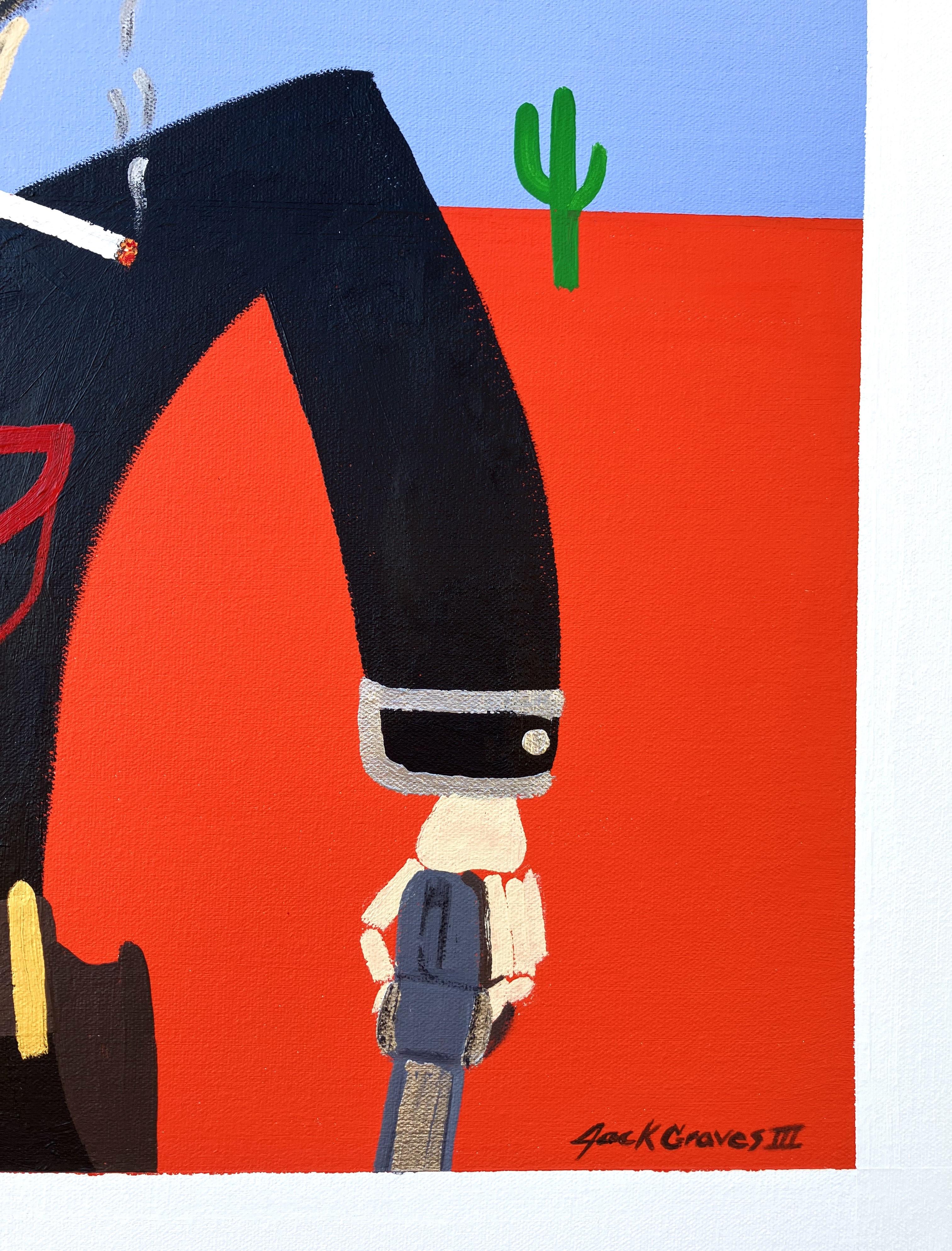 Wanted Cowboy Death /// Wild West Western Poster Painting Funny Contemporary Art en vente 4