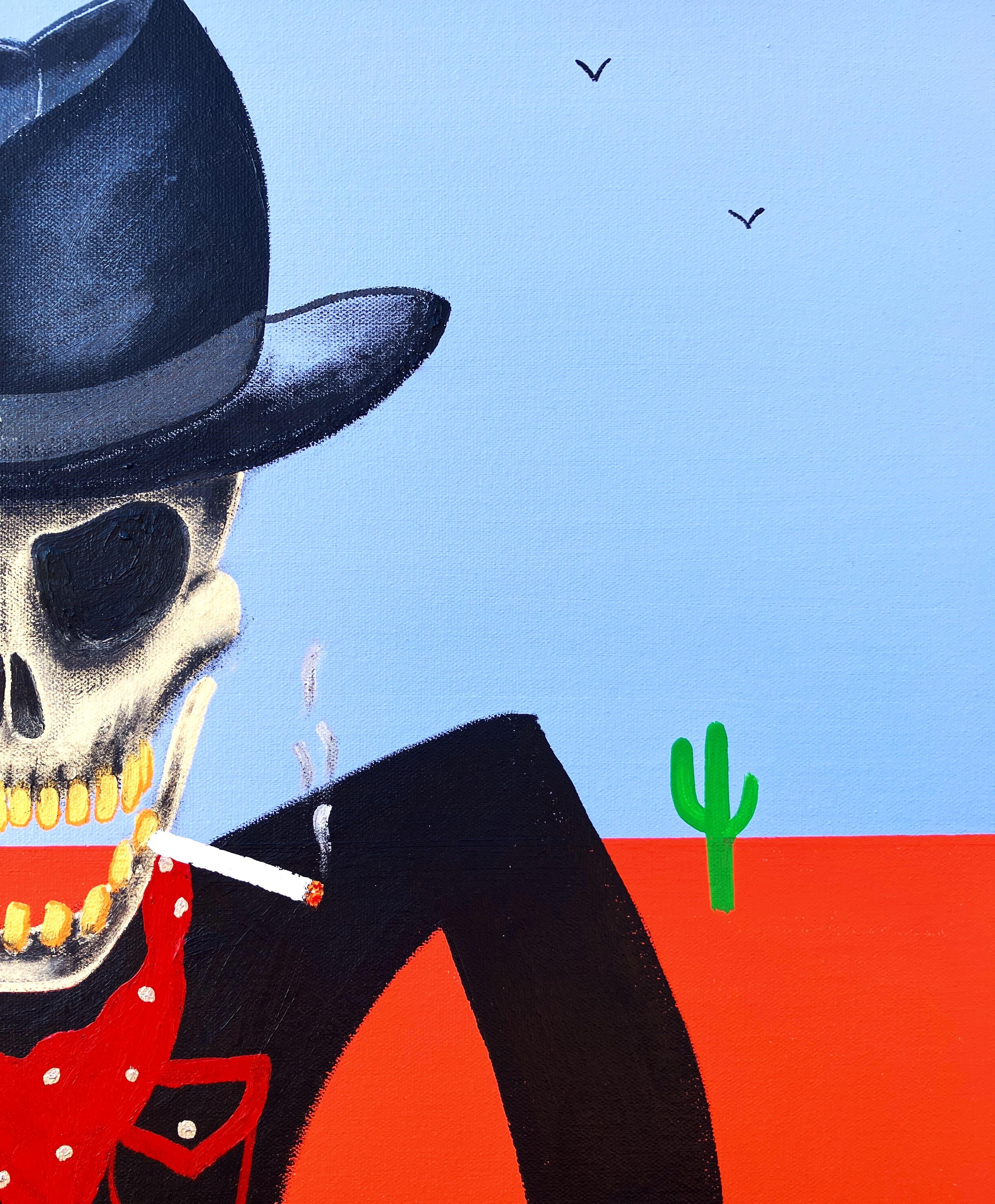 Wanted Cowboy Death /// Wild West Western Poster Painting Funny Contemporary Art en vente 5