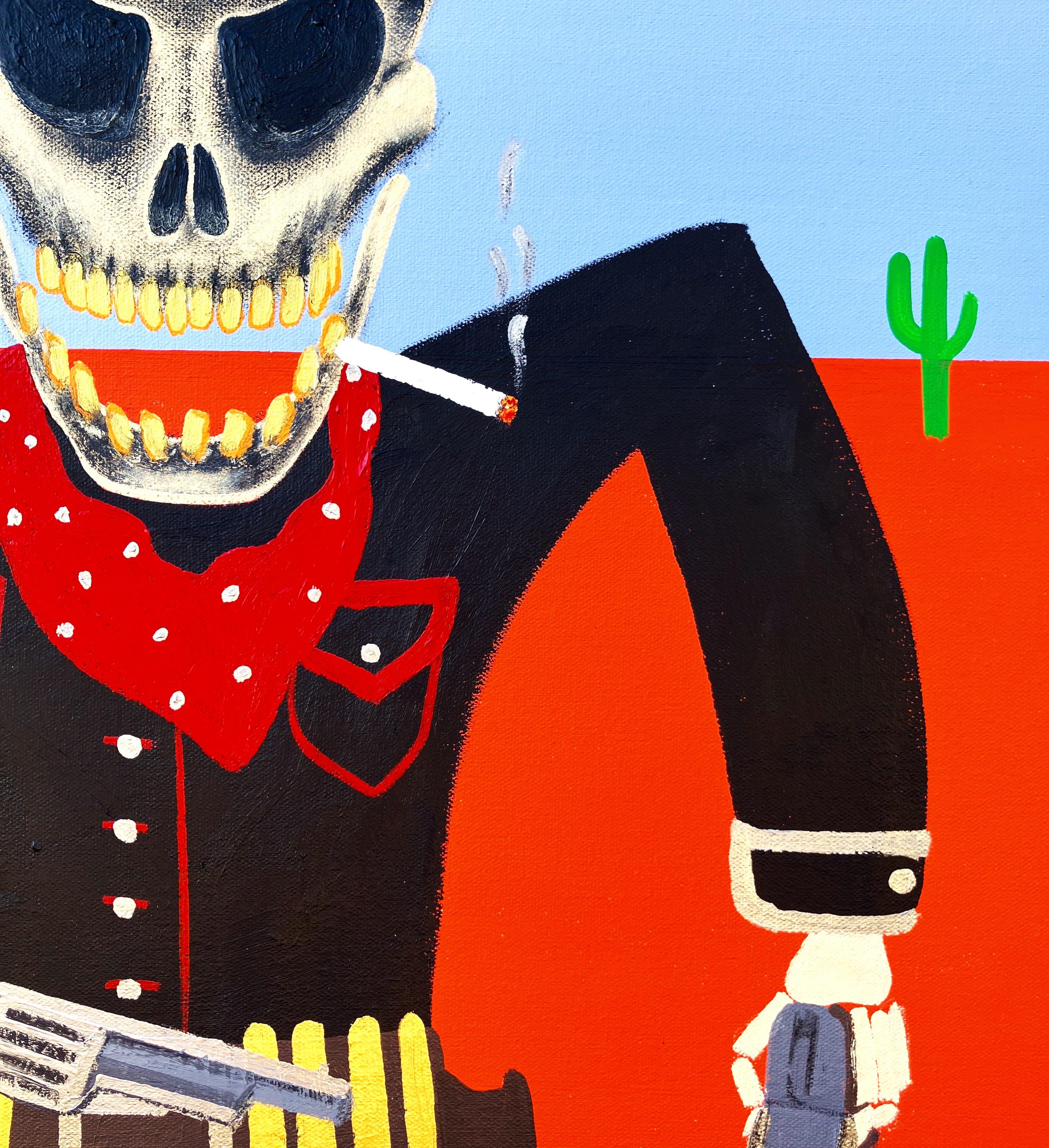 Wanted Cowboy Death /// Wild West Western Poster Painting Funny Contemporary Art en vente 6