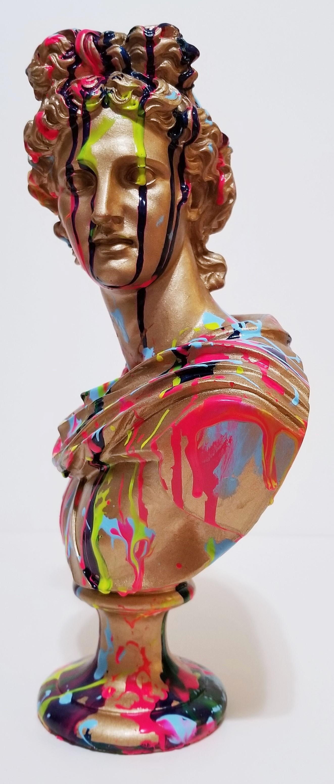 Sculpture Apollo /// Contemporary Classics Mythology Head Painted Colorful Art en vente 1