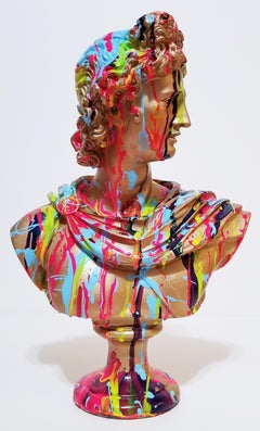 Apollo Sculpture /// Contemporary Classics Mythology Head Painted Colorful Art