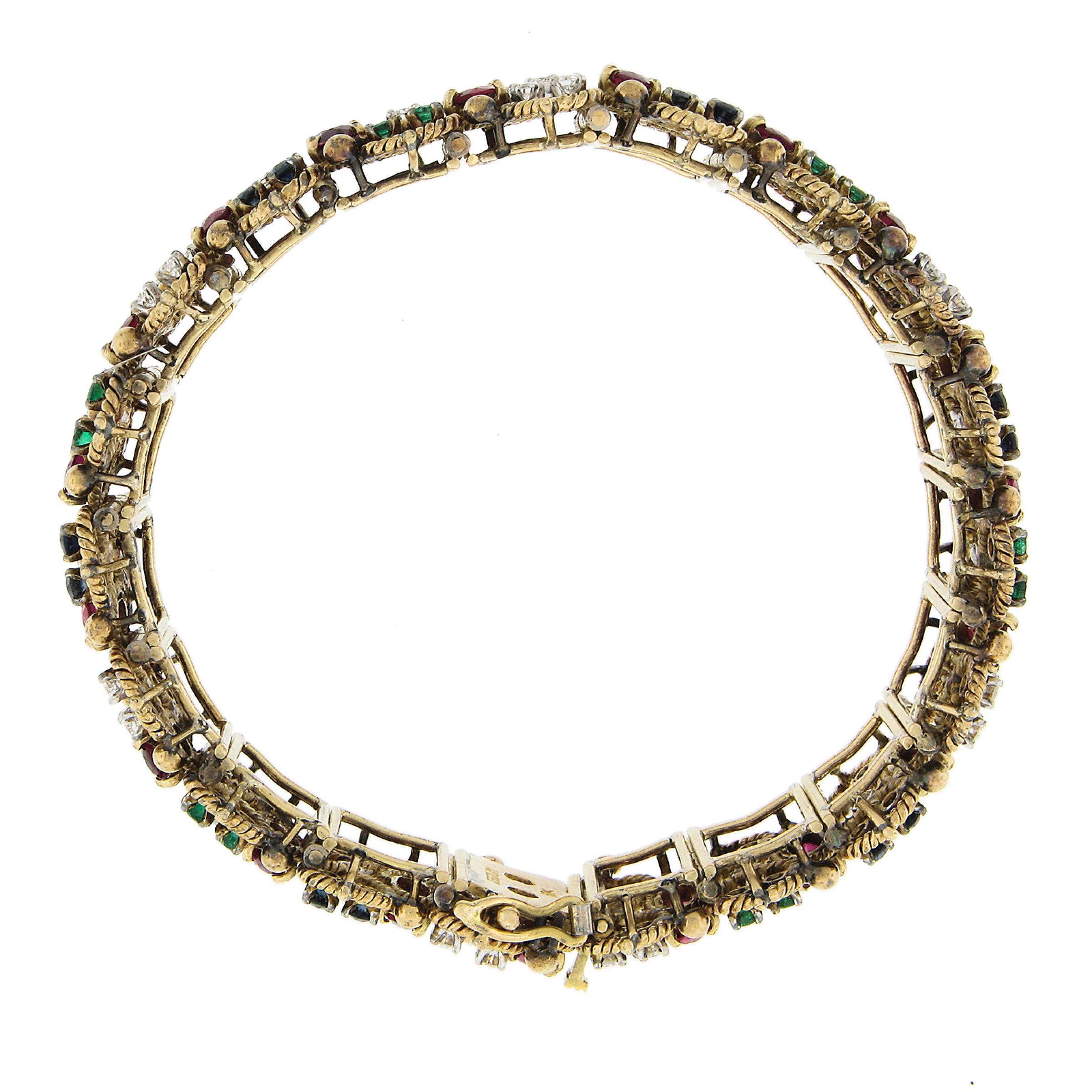 Jack Gutschneider 14K Massivgold 13,15ctw Diamant-Rubin-Saphir-Smaragd-Armband 5