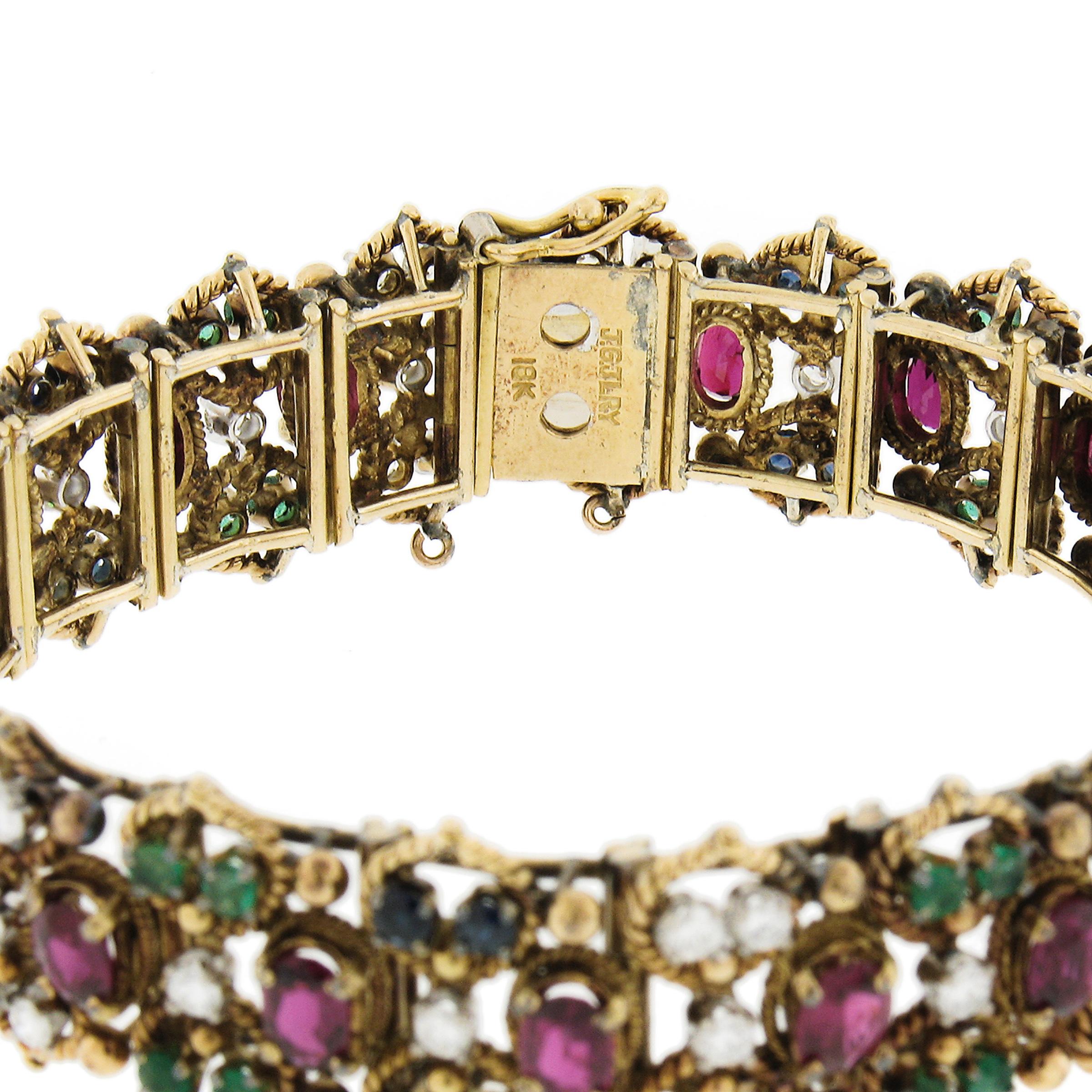 Jack Gutschneider 14K Massivgold 13,15ctw Diamant-Rubin-Saphir-Smaragd-Armband 6